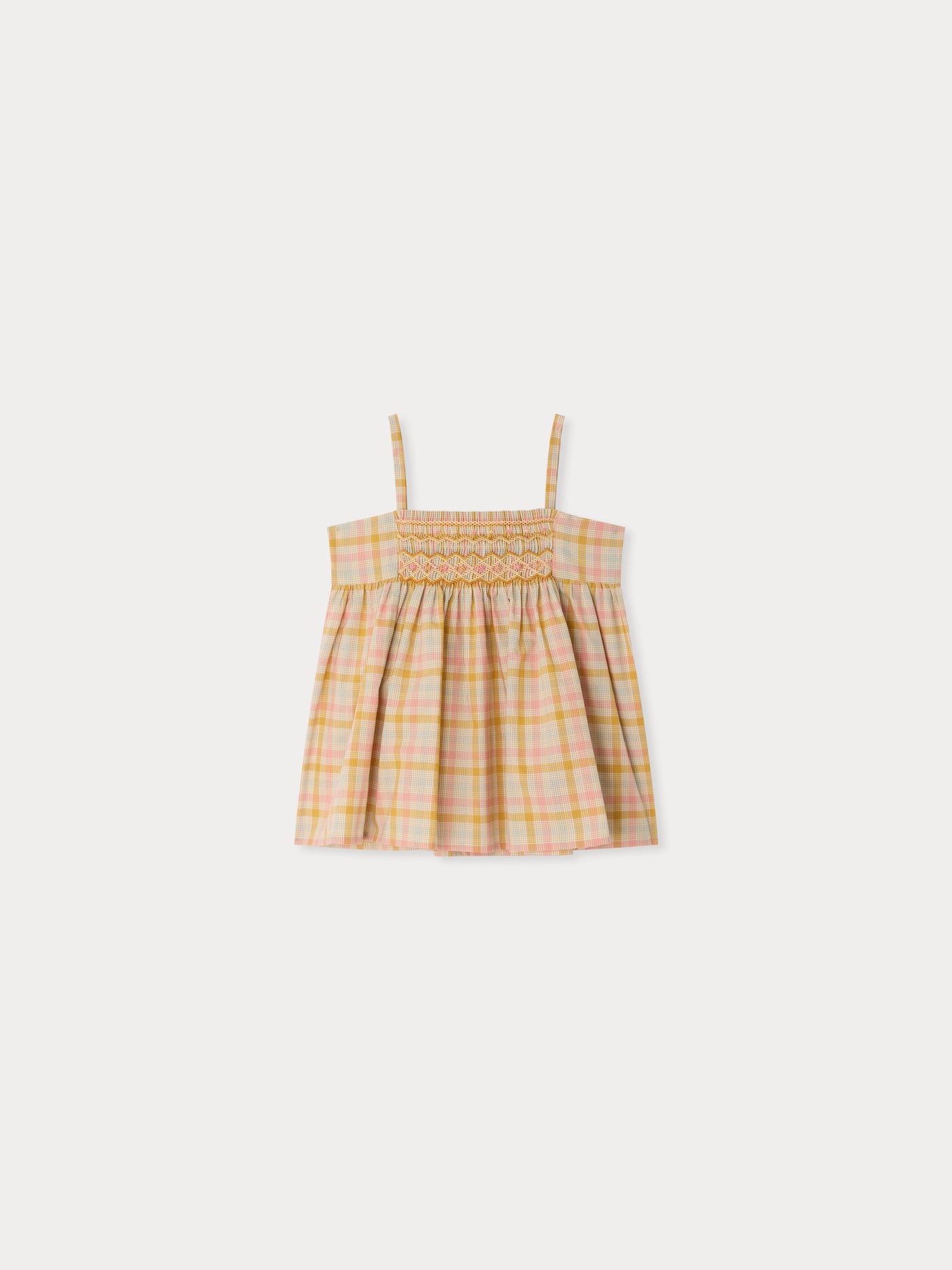 Prunelle smocked and hand-embroidered blouse