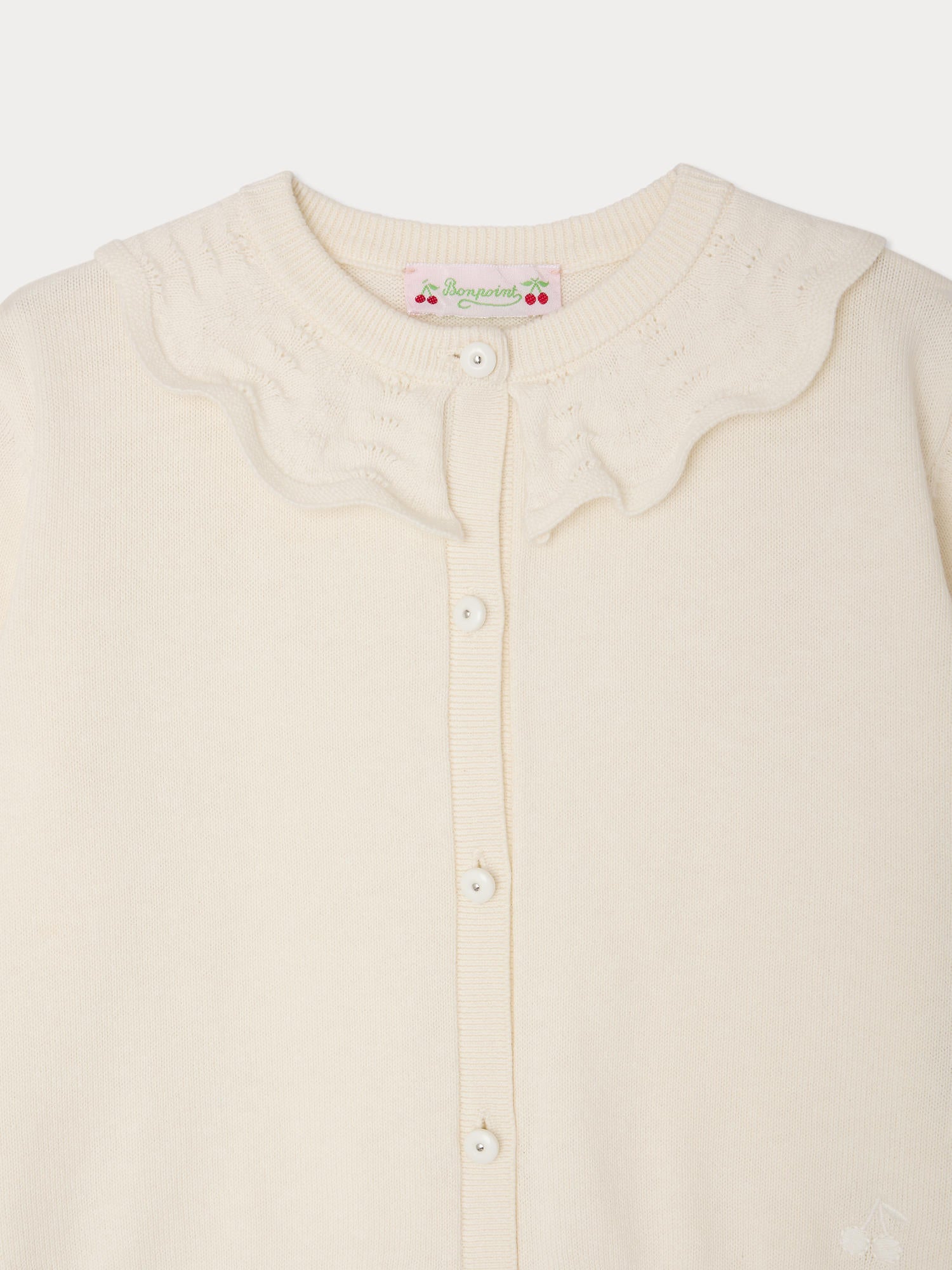 Lueur cardigan with ruffles in organic cotton and cashmere • Bonpoint