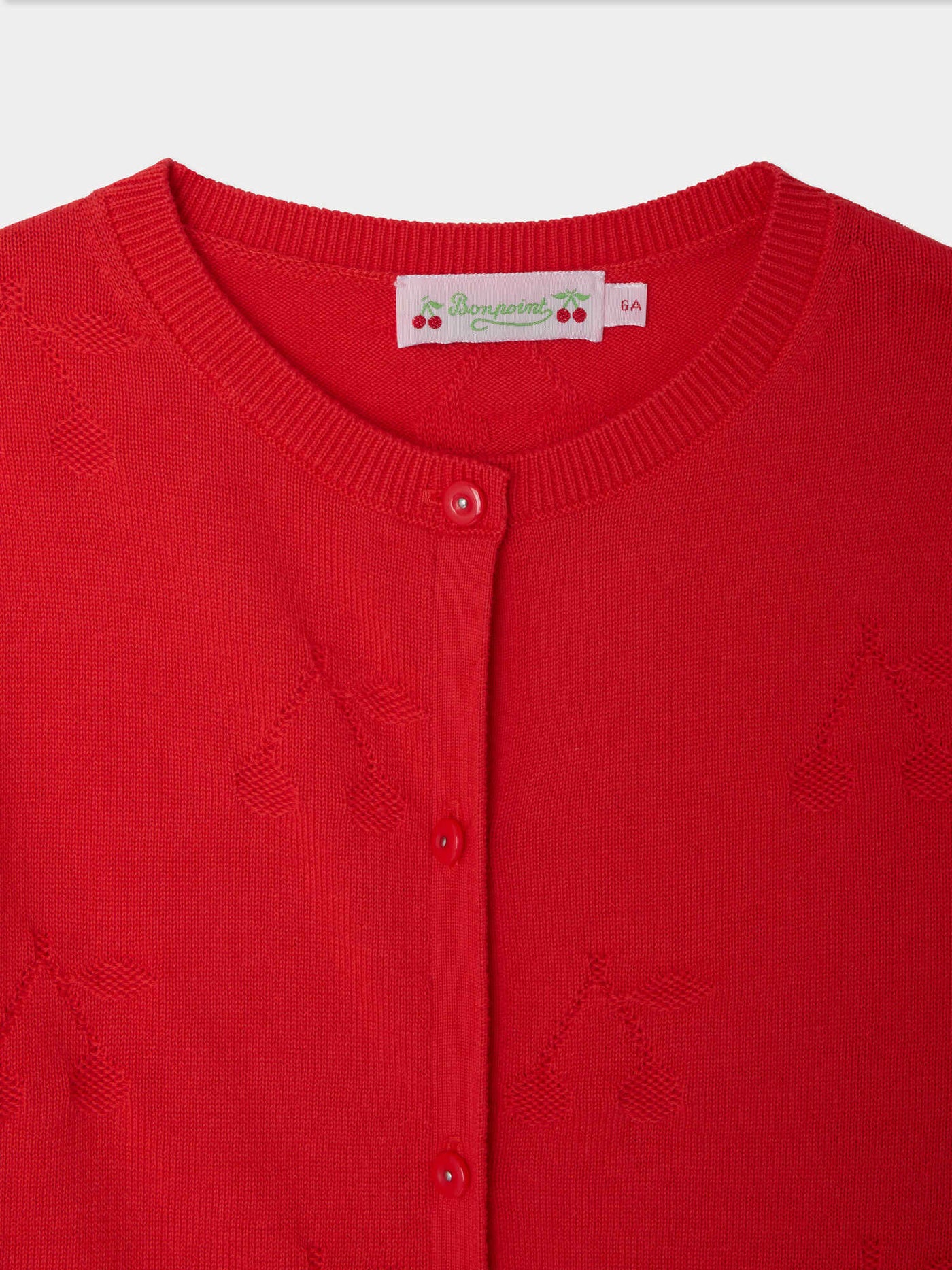 Lysia cardigan with a fancy cherry knit in organic cotton