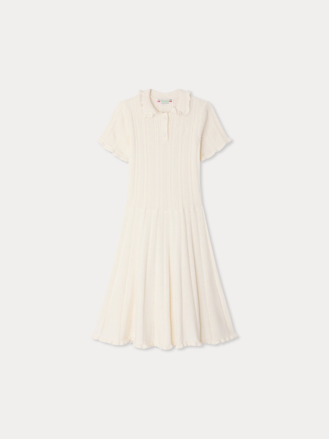 Lobelie ruffled dress in organic cotton and cashmere