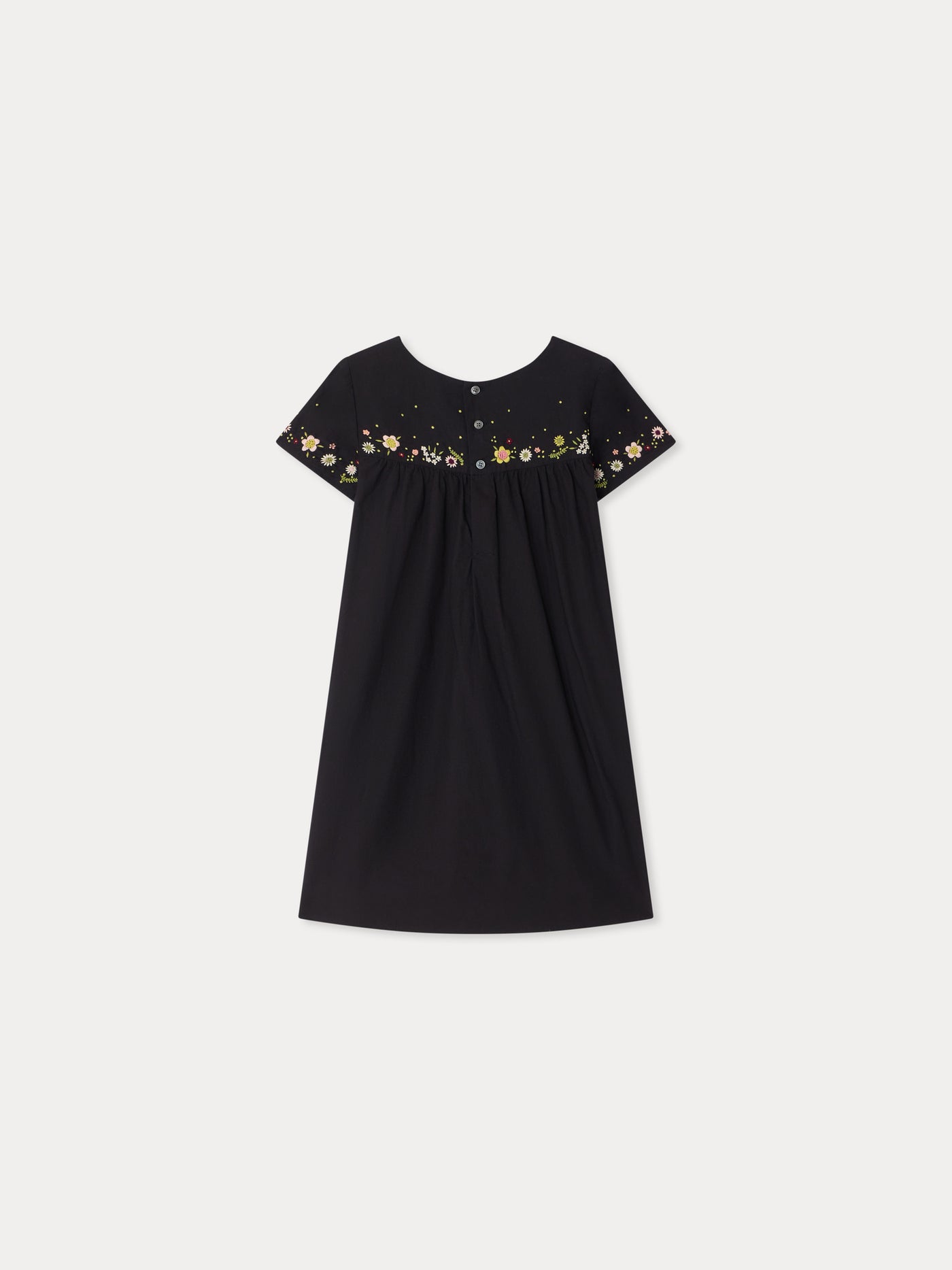Hand-embroidered Arabesque dress in organic cotton poplin