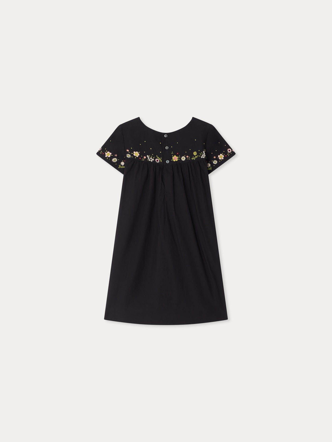 Hand-embroidered Arabesque dress in organic cotton poplin
