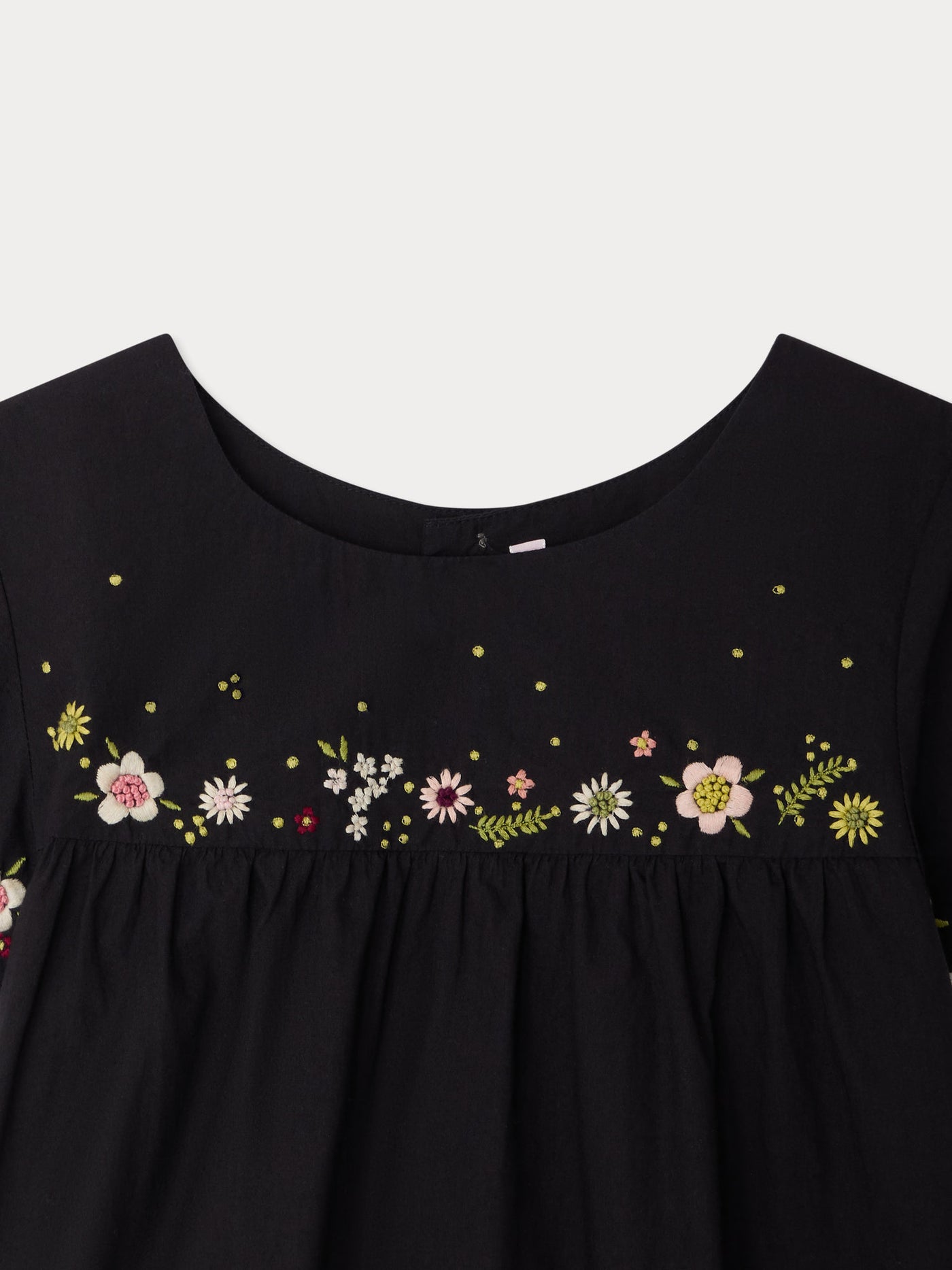 Hand-embroidered Arabesque dress in organic cotton poplin