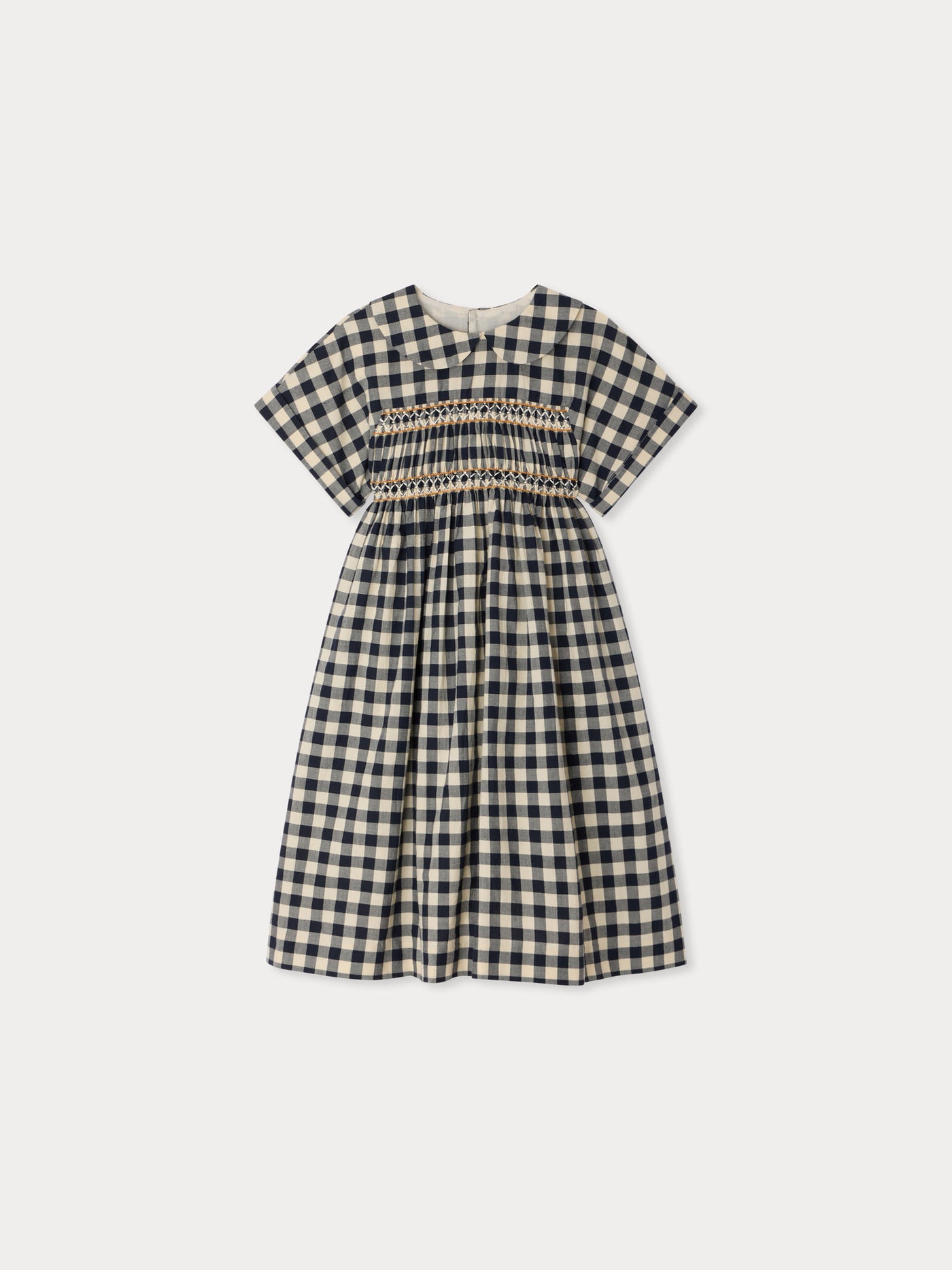 Lelou smocked and hand-embroidered dress
