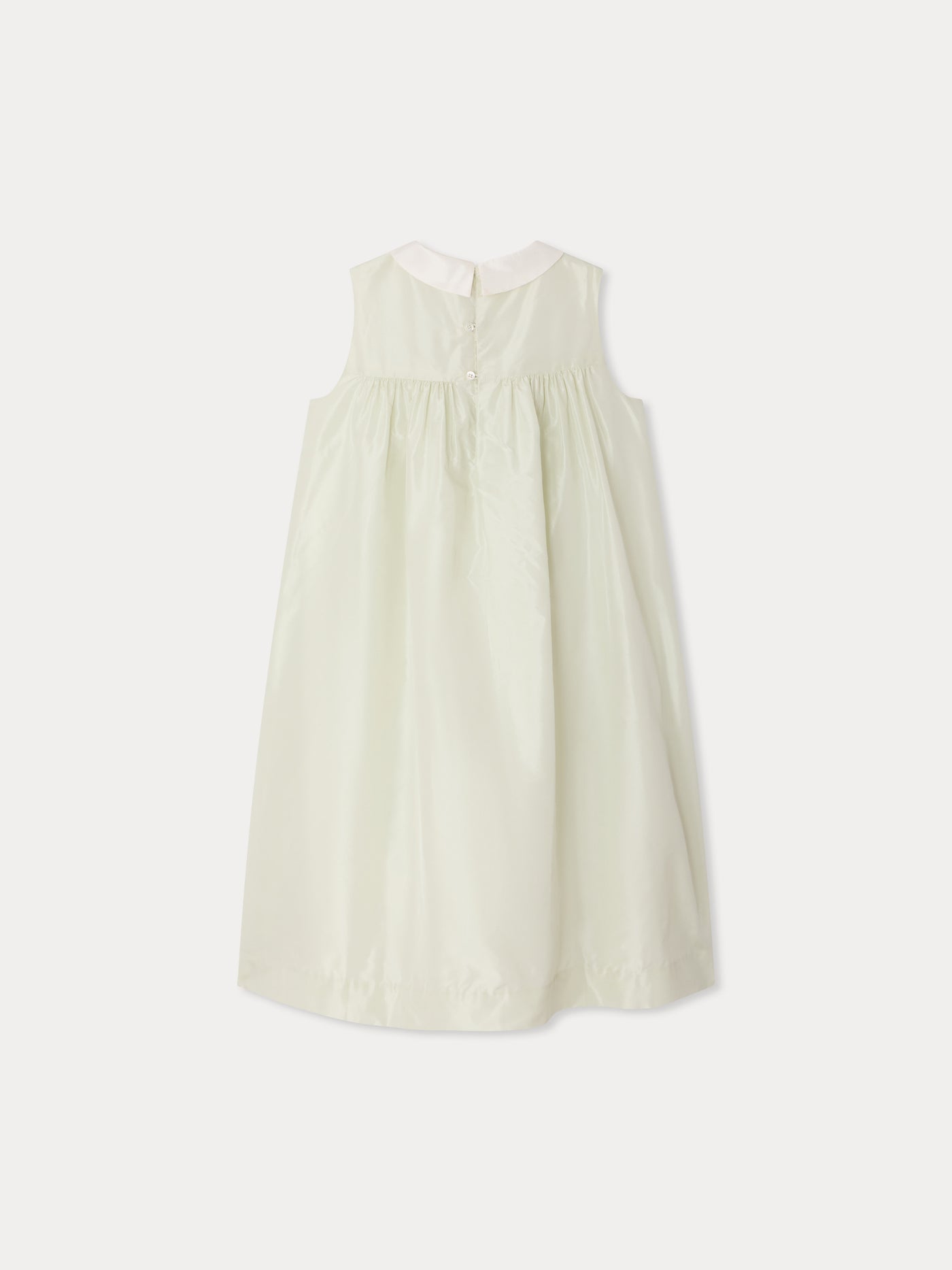 Ciliegia smocked and hand-embroidered silk dress