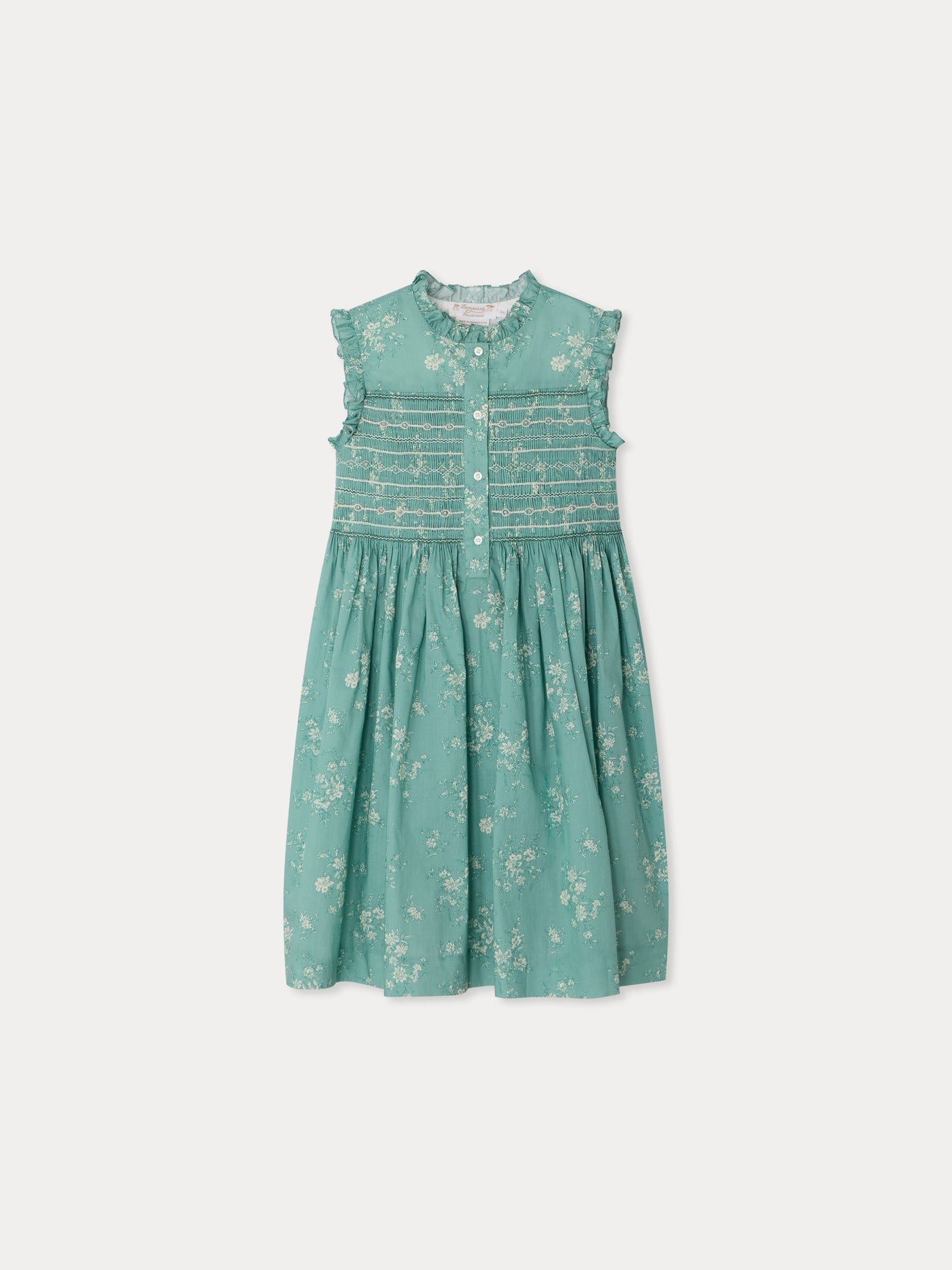 Fabiola dress smocked and hand-embroidered in Liberty organic cotton fabric