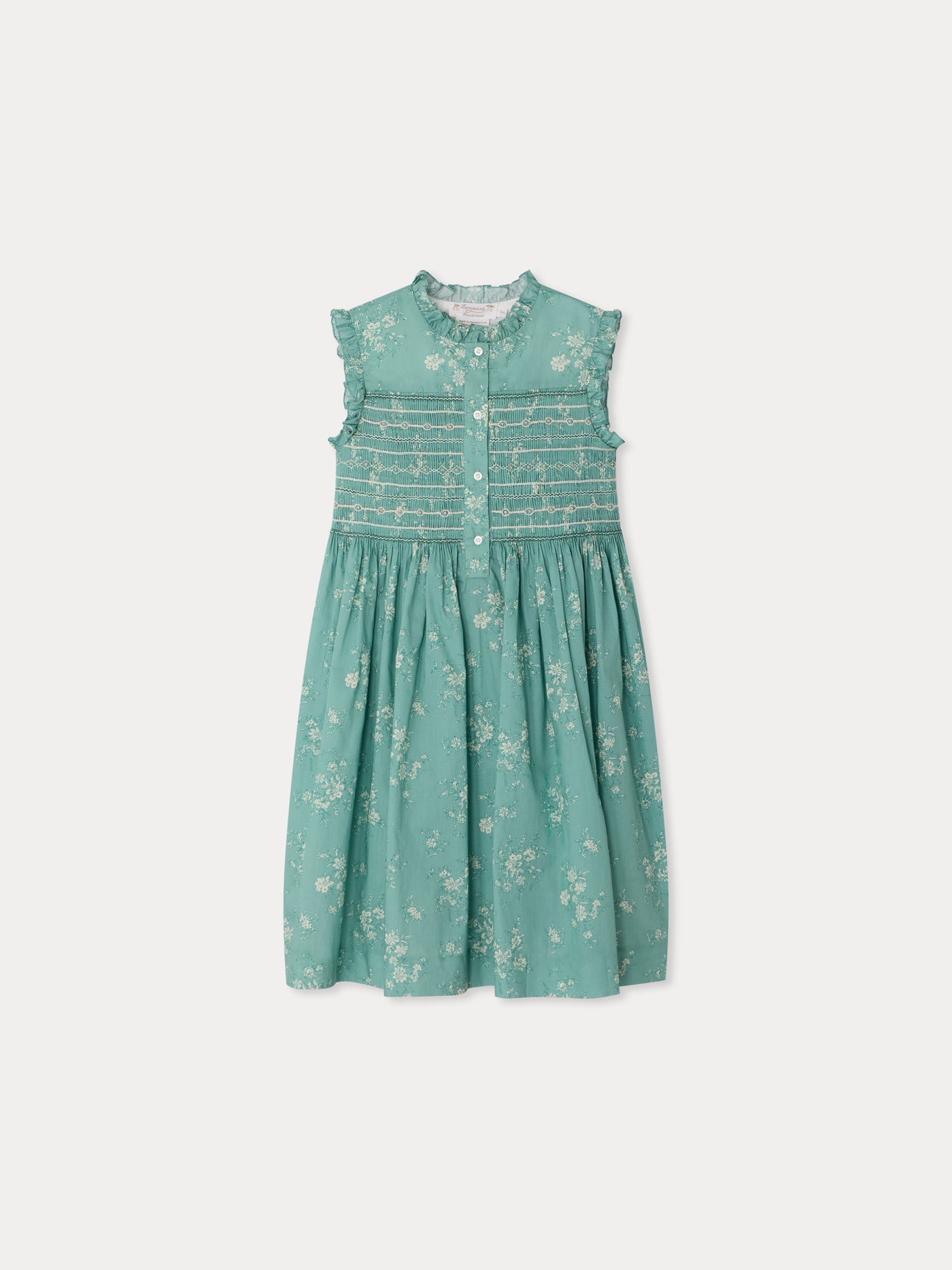 Fabiola dress smocked and hand-embroidered in Liberty organic cotton fabric