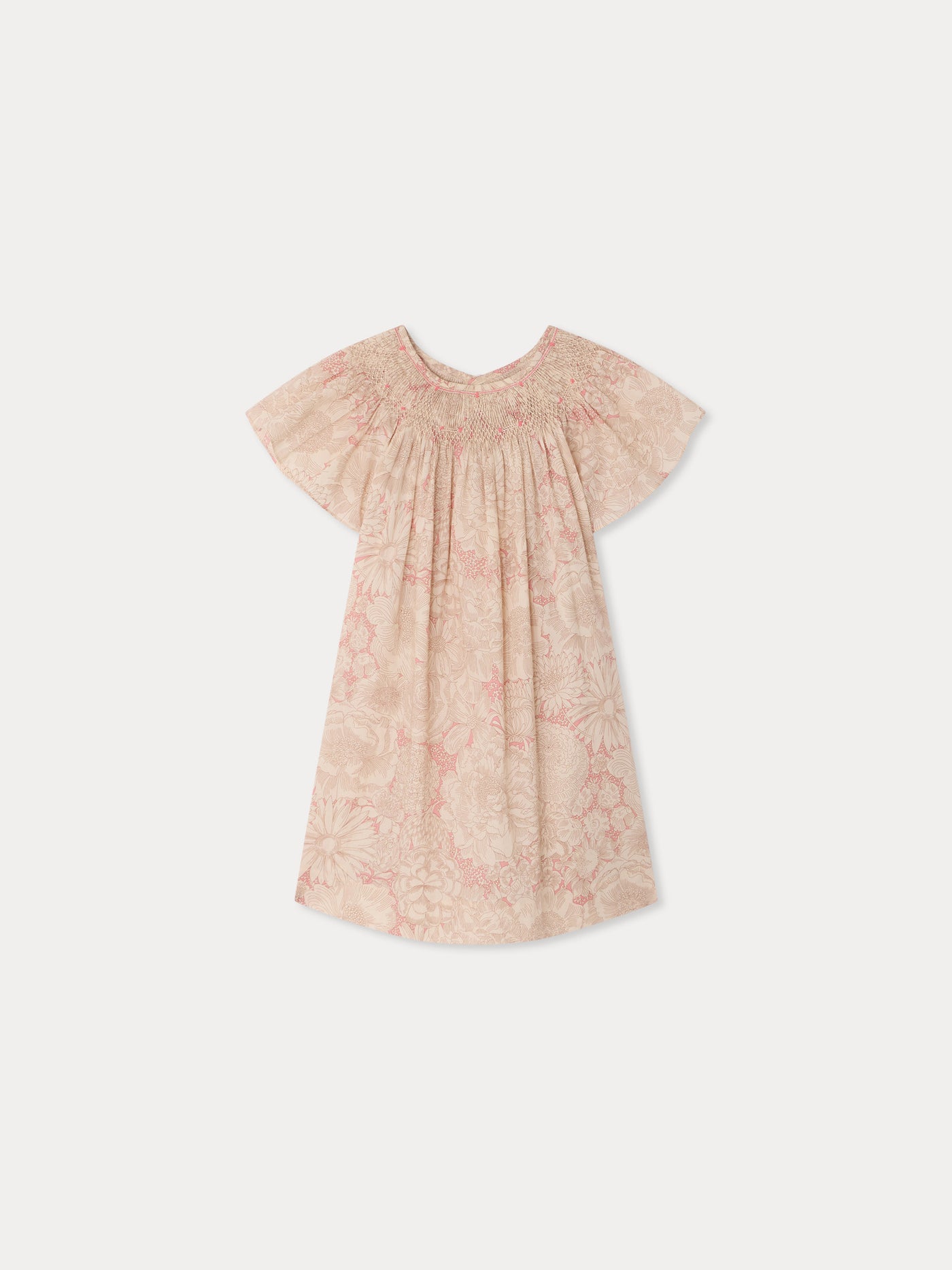 Arlene dress smocked and hand-embroidered in Liberty organic cotton fabric