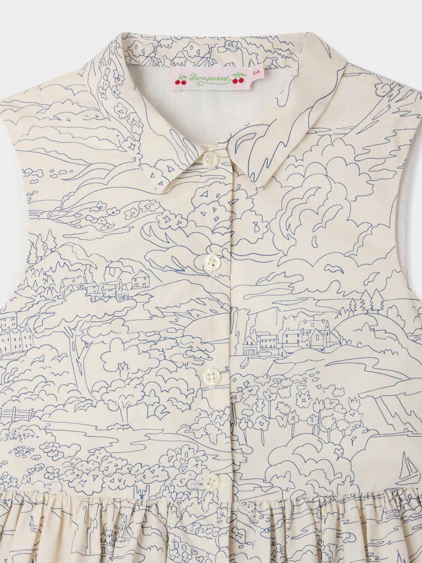 Girls Ivory Printed cotton dress
