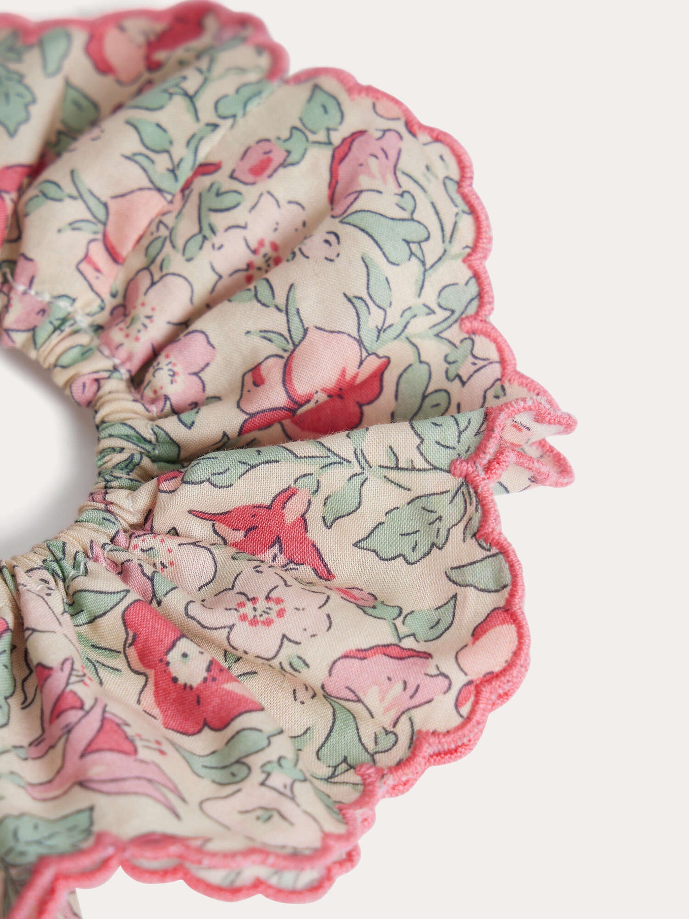 Lilium scrunchie with embroidered edge in Liberty organic cotton fabric