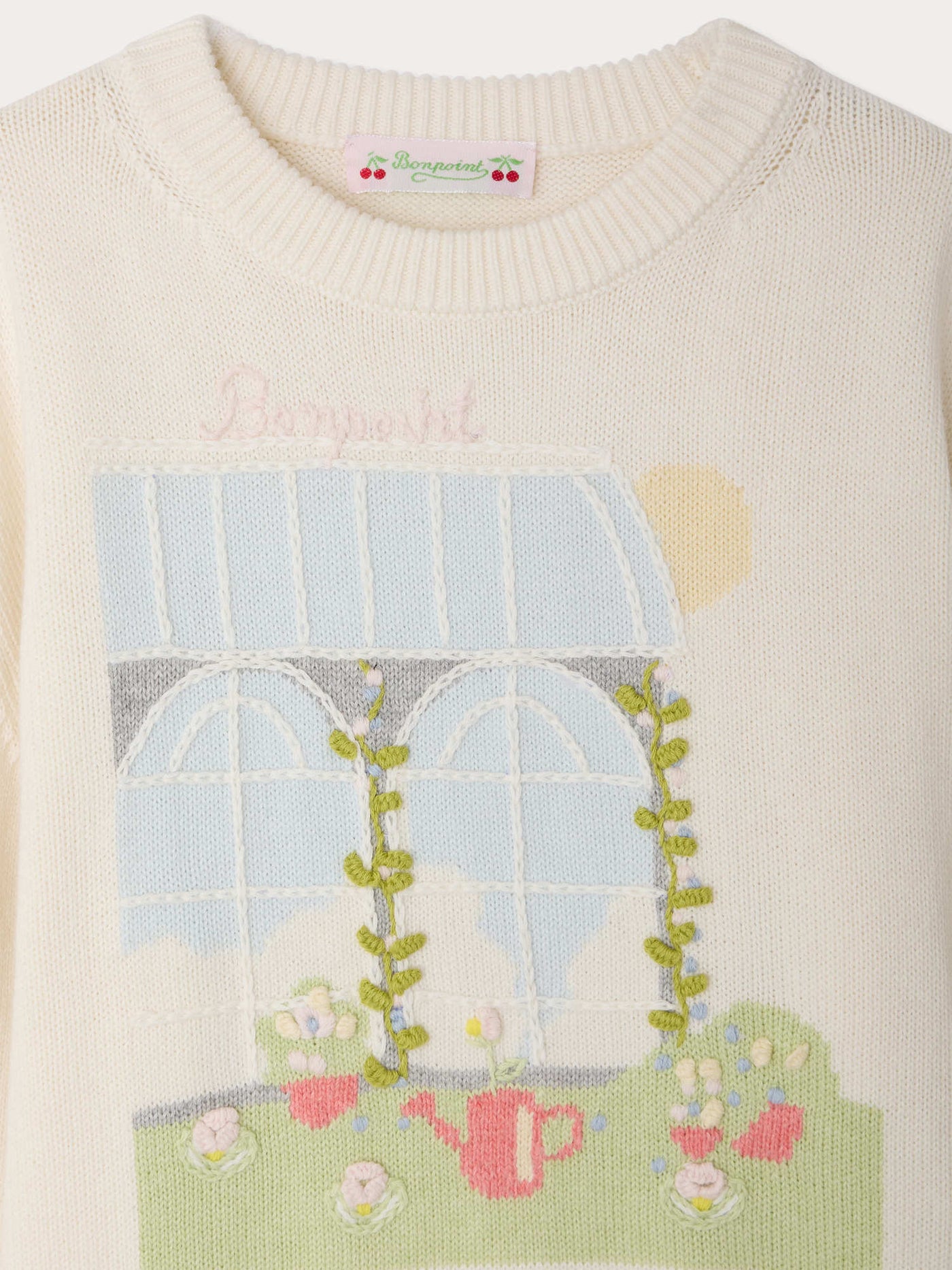 Anumati hand-embroidered garden sweater in organic cotton