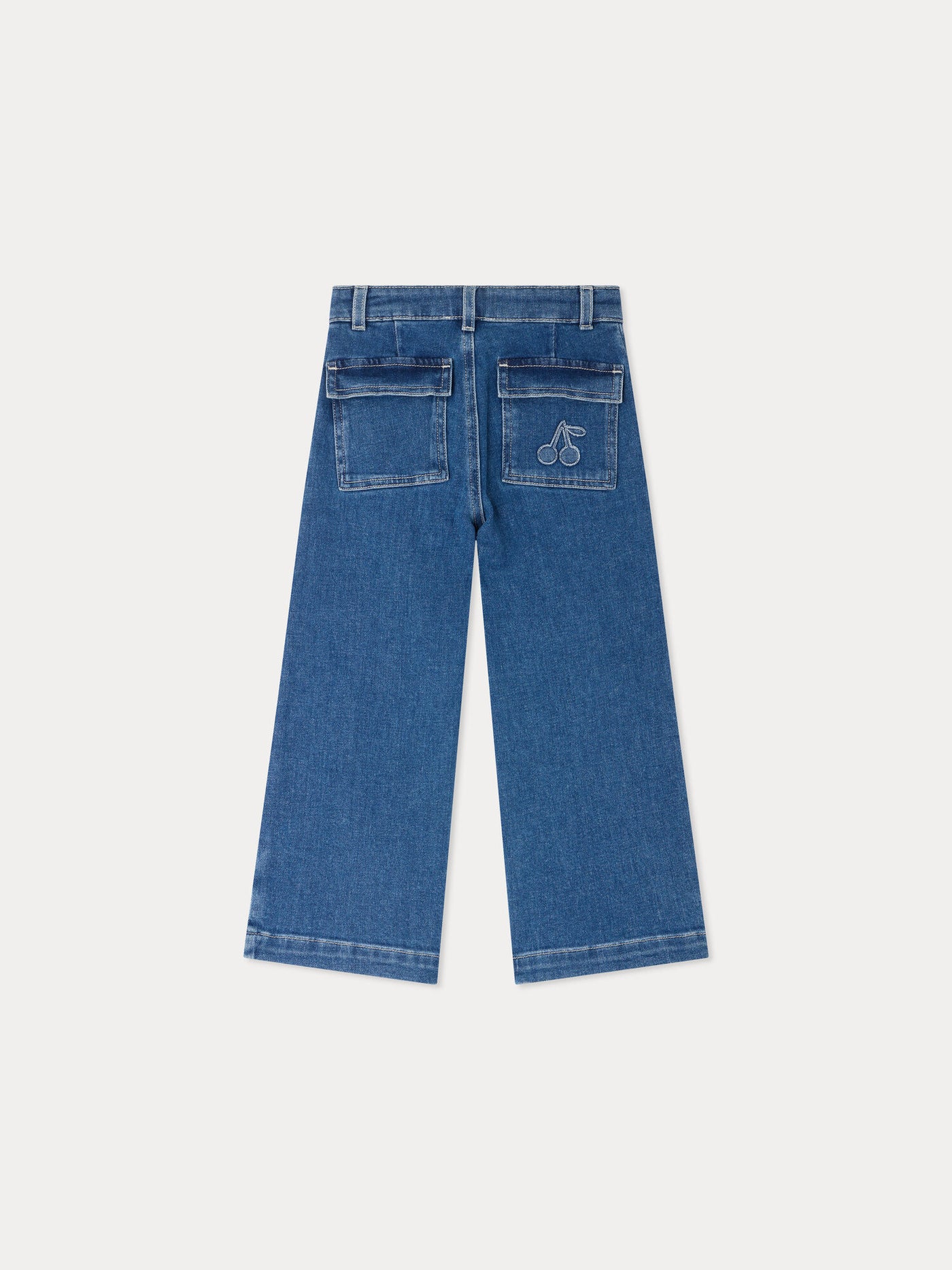 Jingle medium blue wide-leg denim trousers in organic cotton
