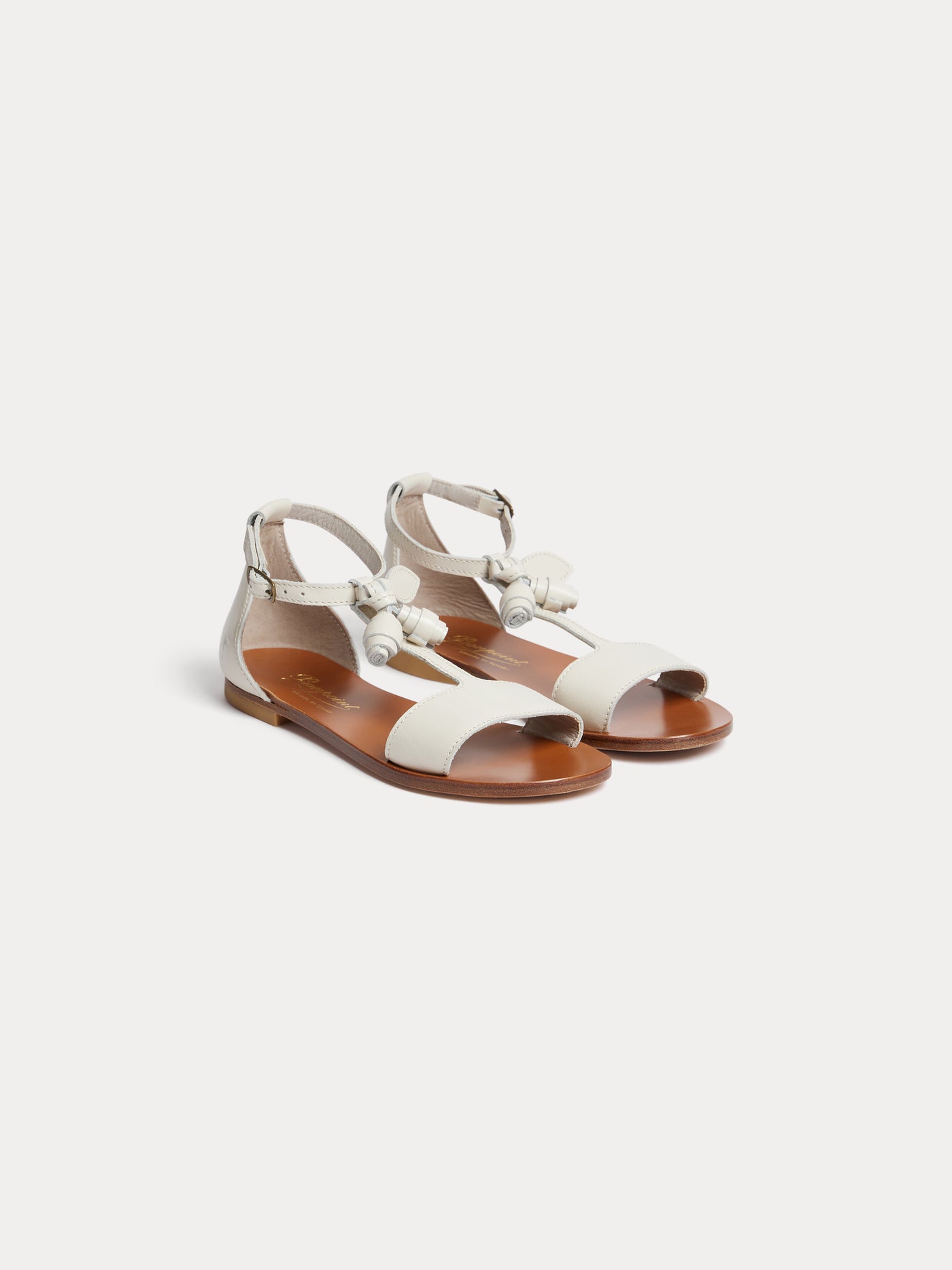 Elmas milk white leather sandals