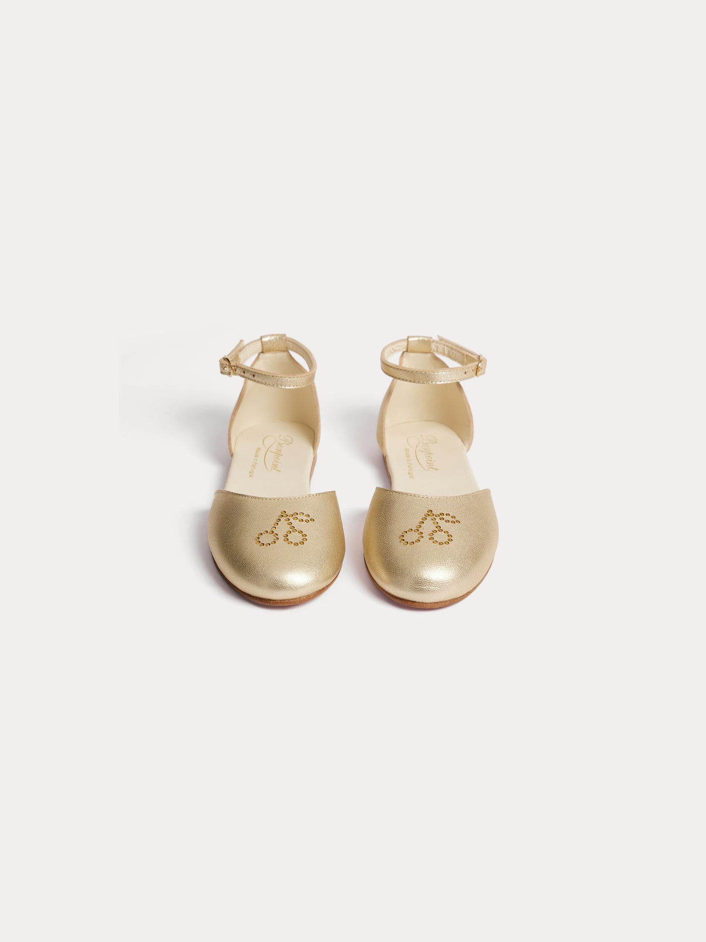 Felyne gold leather ballerina flats