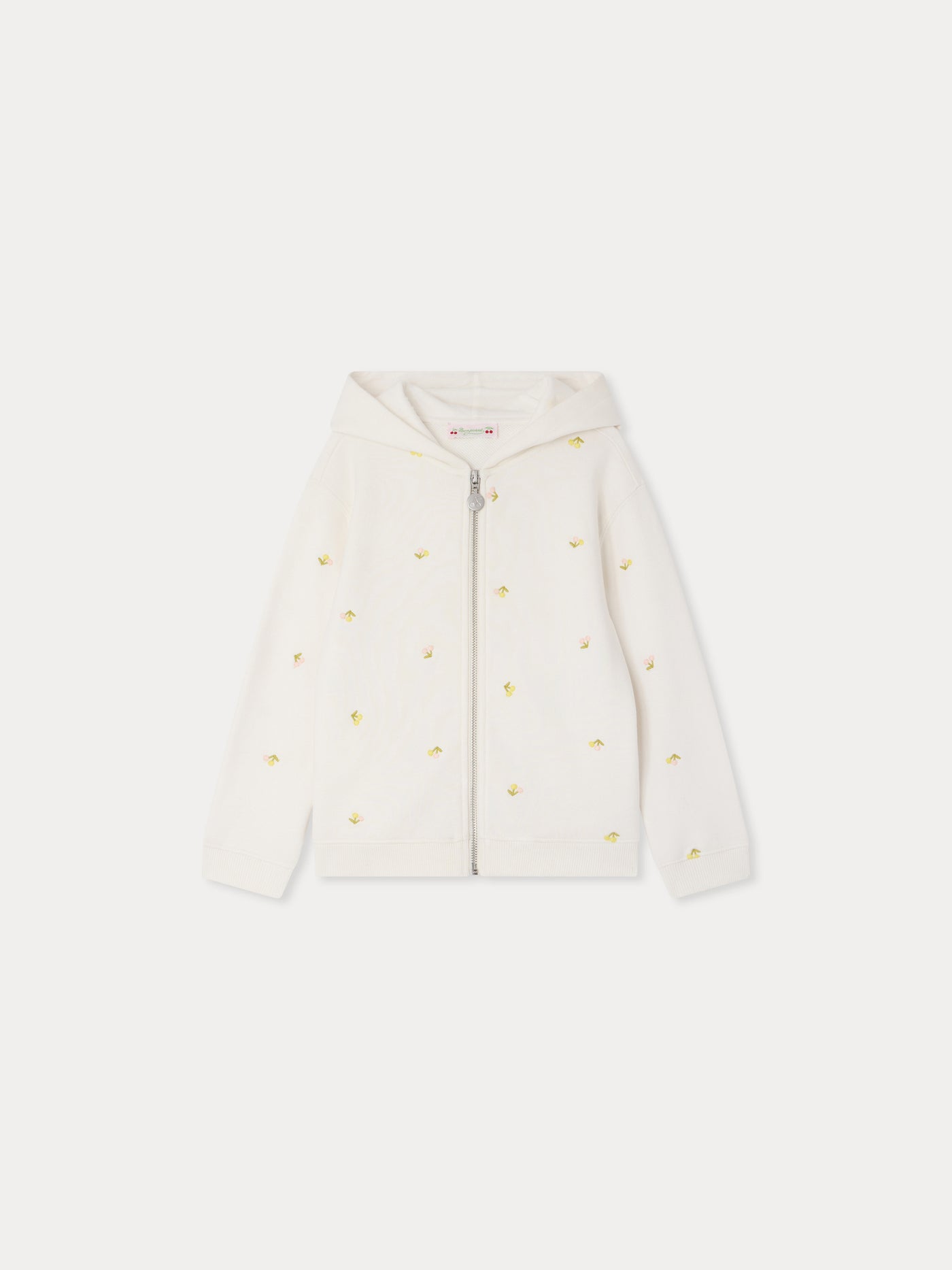 Talent hoodie embroidered with cherries in organic cotton