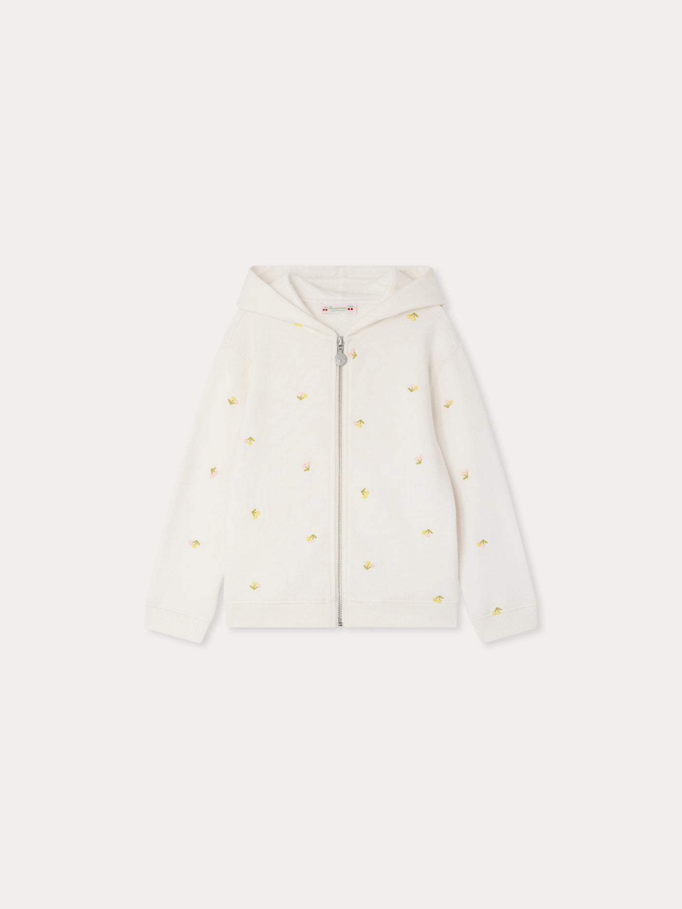 Talent hoodie embroidered with cherries in organic cotton