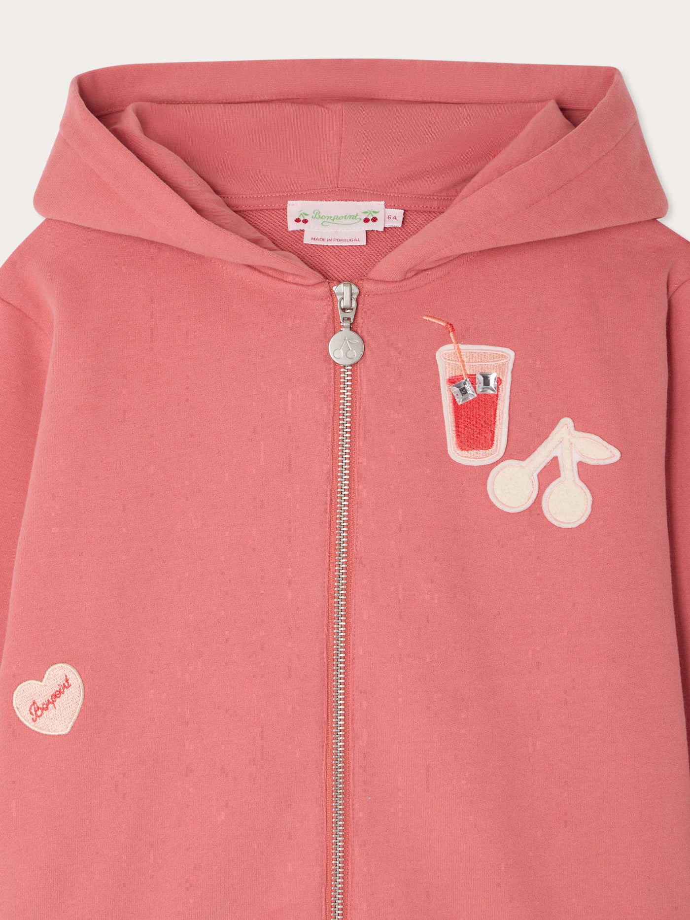 Talent cherry embroidered hoodie in organic cotton