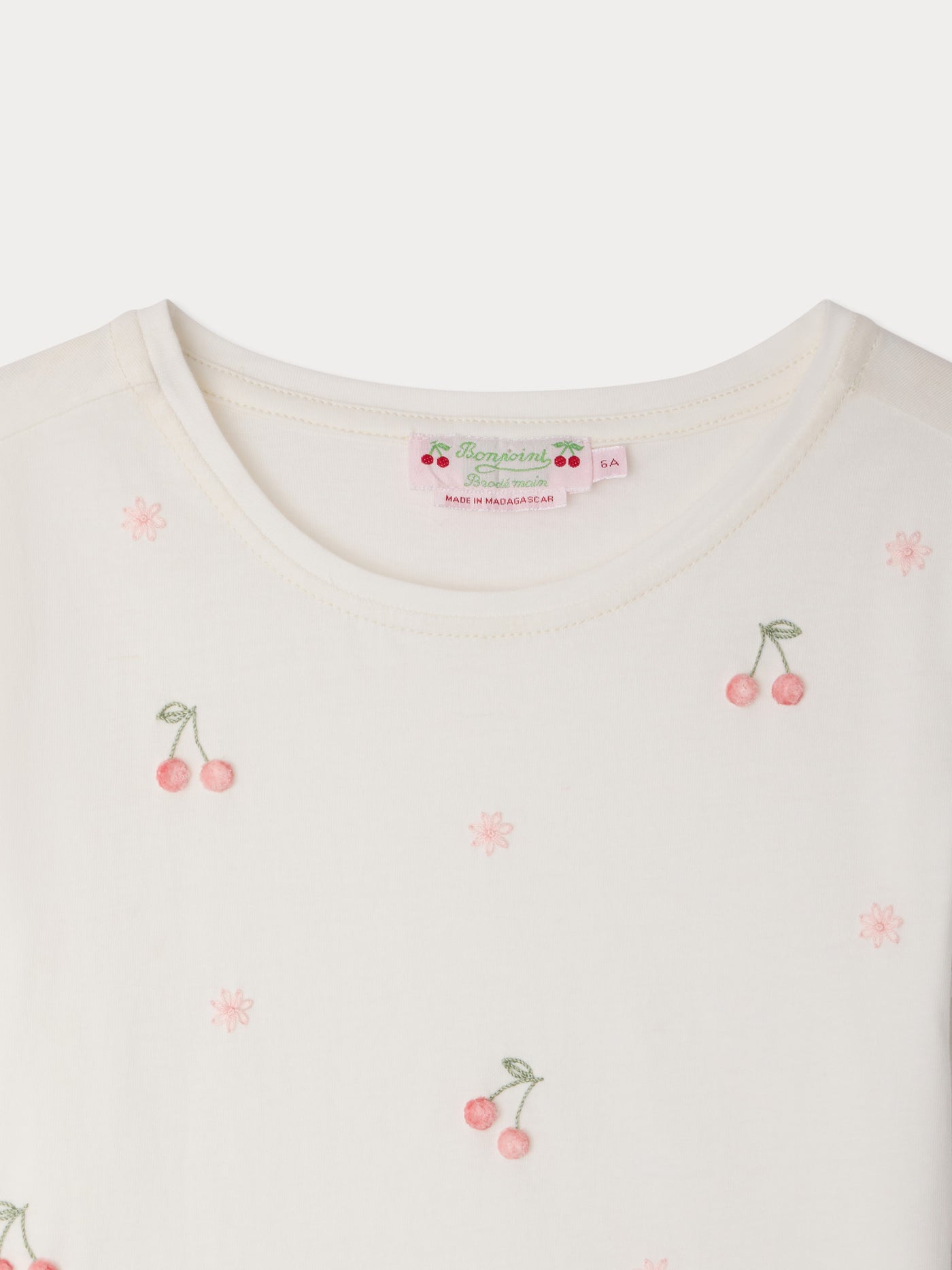 Lalcala hand-embroidered floral t-shirt in organic cotton