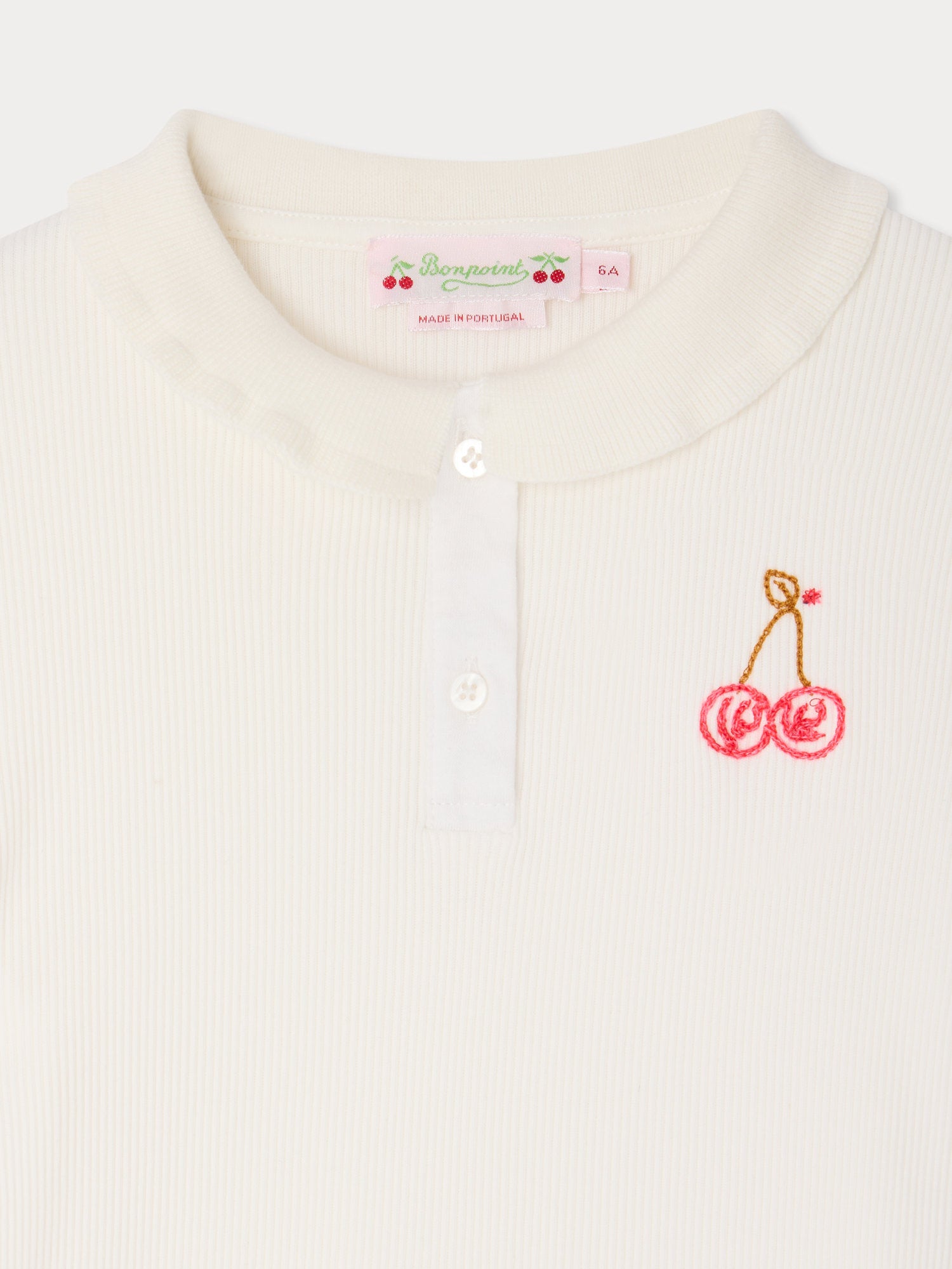 Bonpoint ベビーピンクTシャツ （白）12A Gina cherry embroidered t-shirt in organic cotton • Bonpoint
