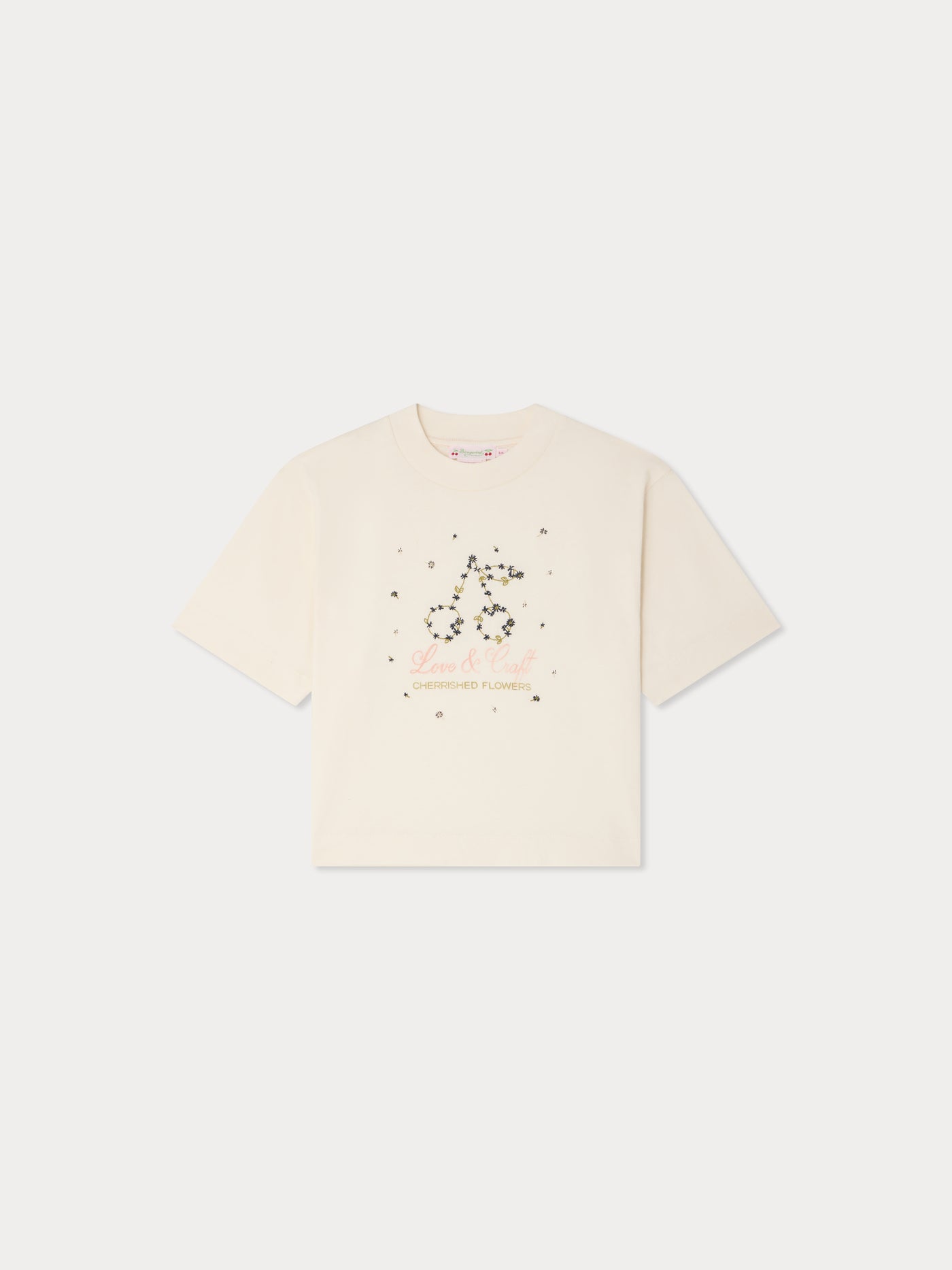 Lele T-shirt with cherry and flower print in organic cotton
