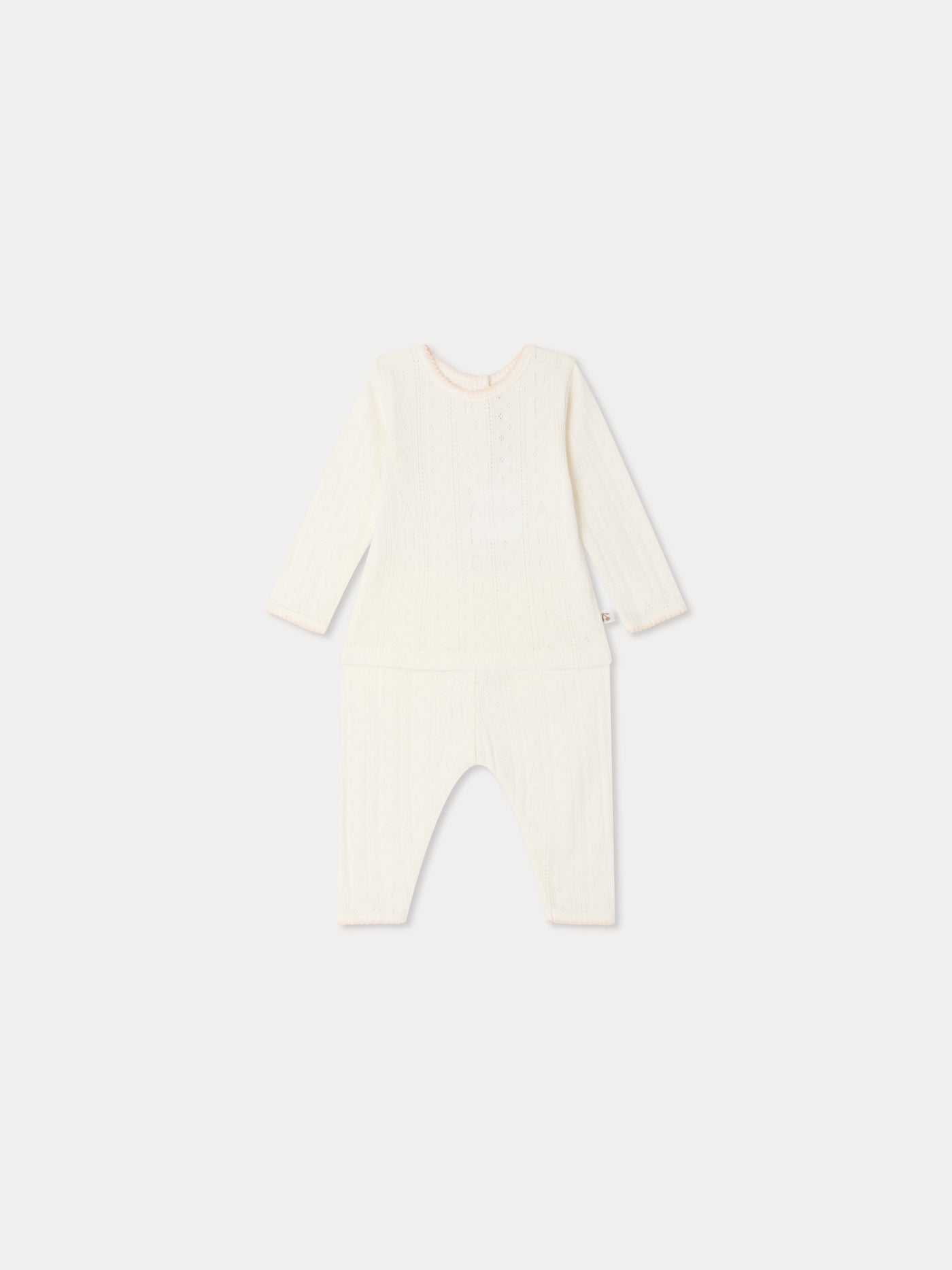 Leandra "amour" pointelle knit set in organic cotton