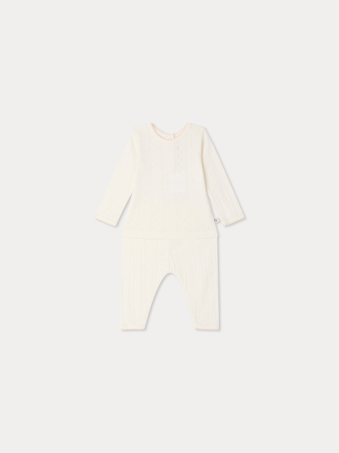Leandra "amour" pointelle knit set in organic cotton