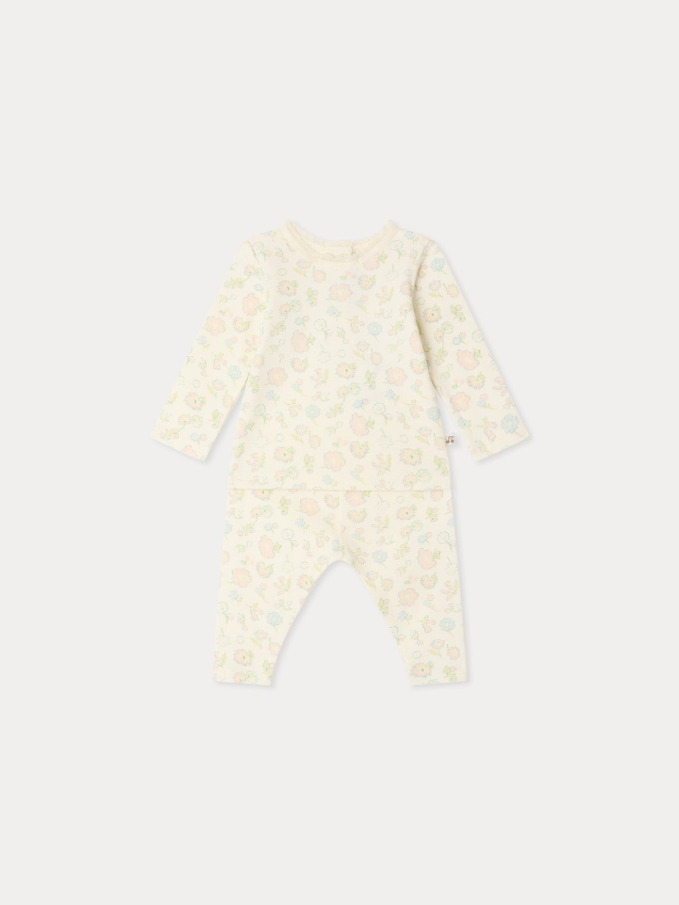 Genna set with floral print and lace in organic cotton