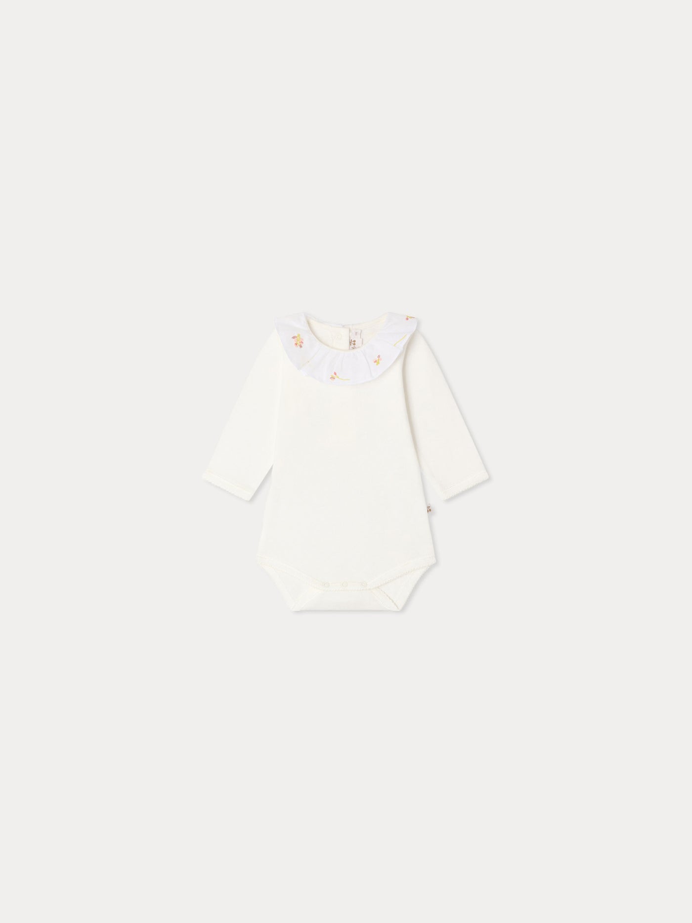 June bodysuit with hand-embroidered flowers in organic cotton