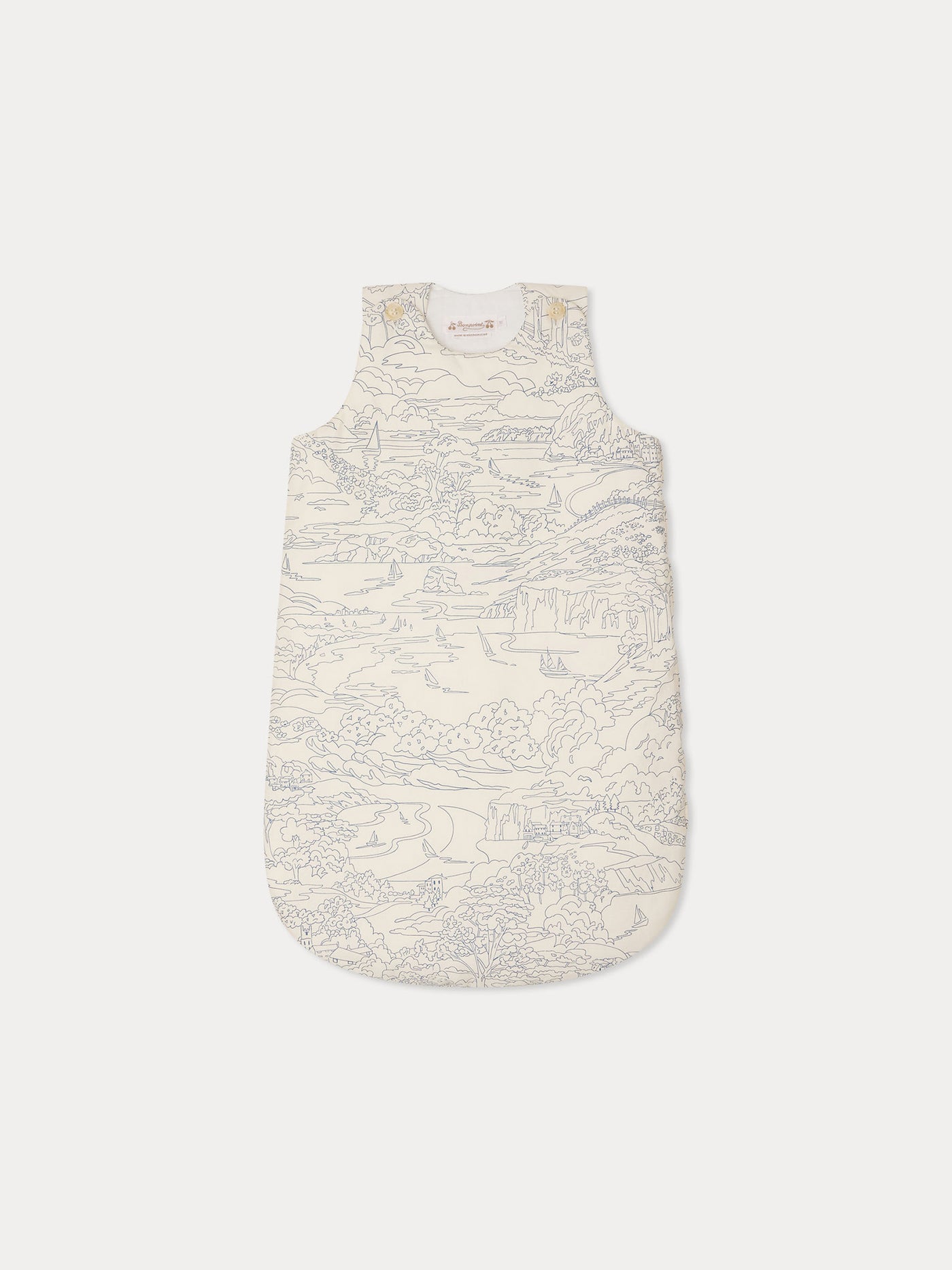 Joujou blue sleeping bag in Liberty fabric and organic cotton