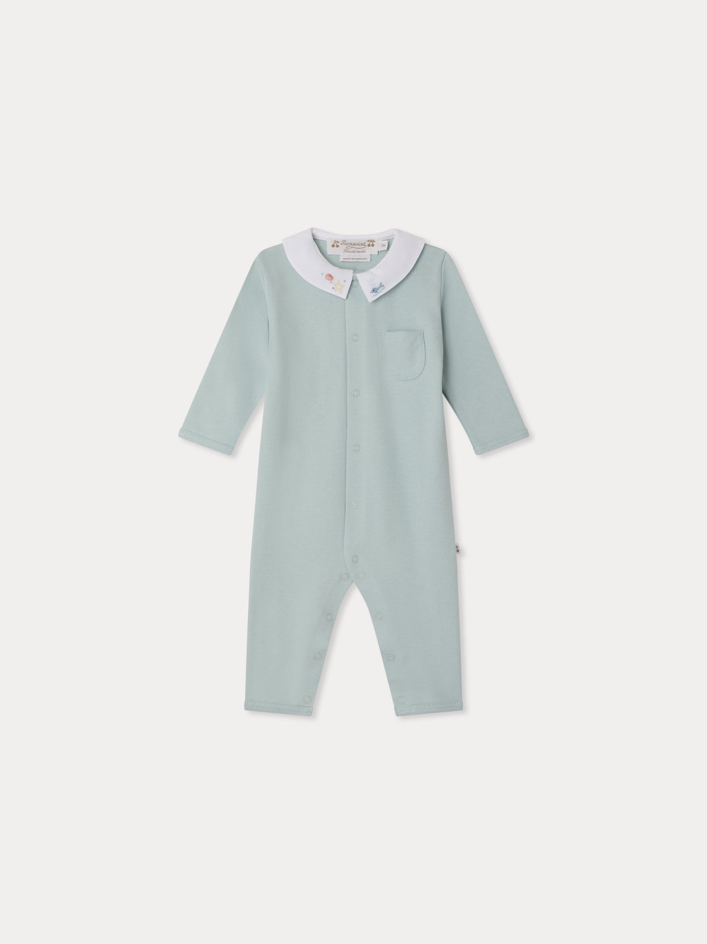 Anton hand-embroidered whale and seashell pyjamas in organic cotton