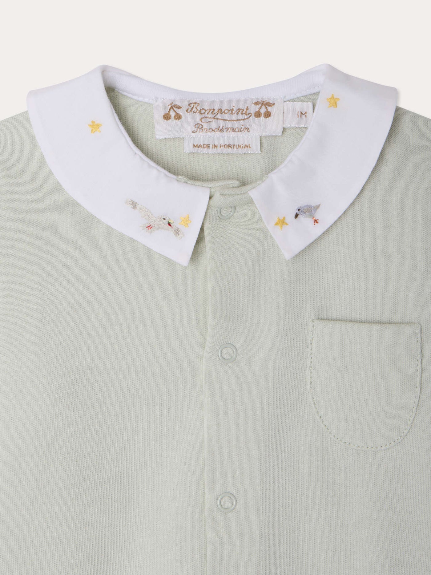Tilouan pajamas with hand-embroidered seagull in organic cotton