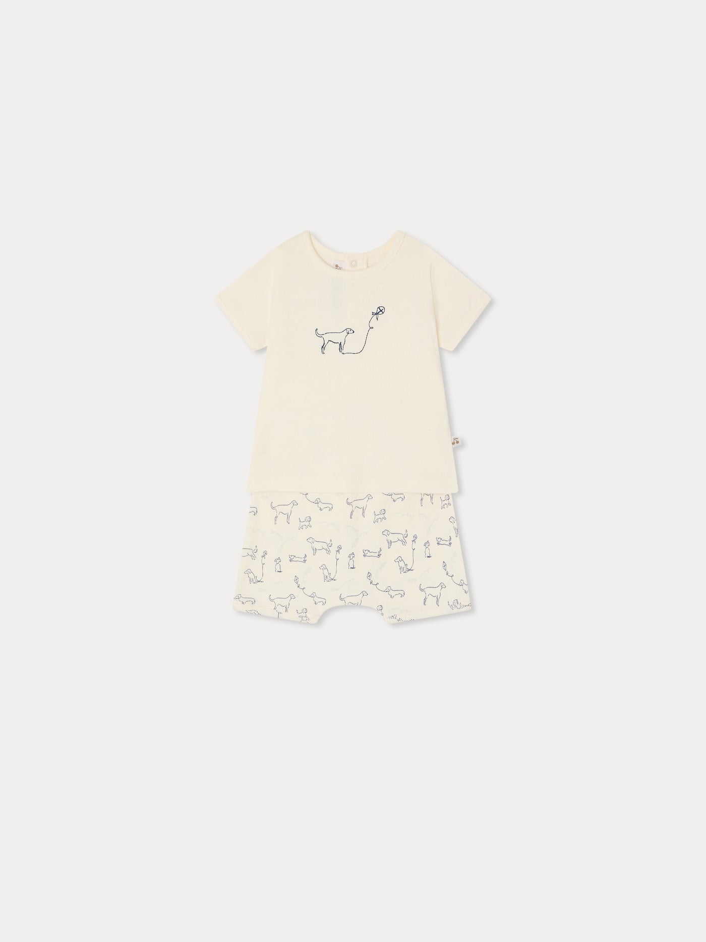 Fanilo embroidered and dog-print set in organic cotton