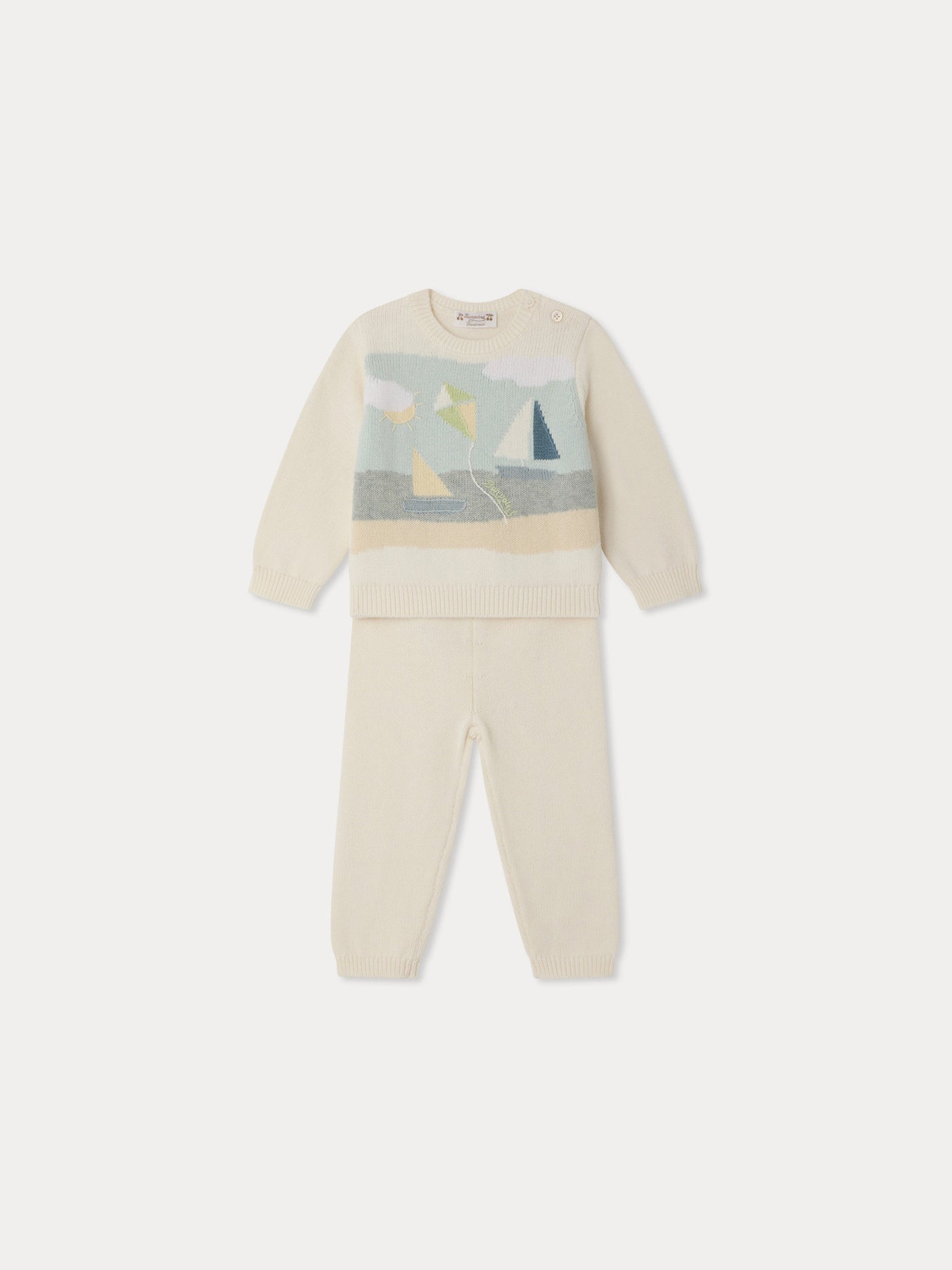 Leandre hand-embroidered set in organic cotton and cashmere