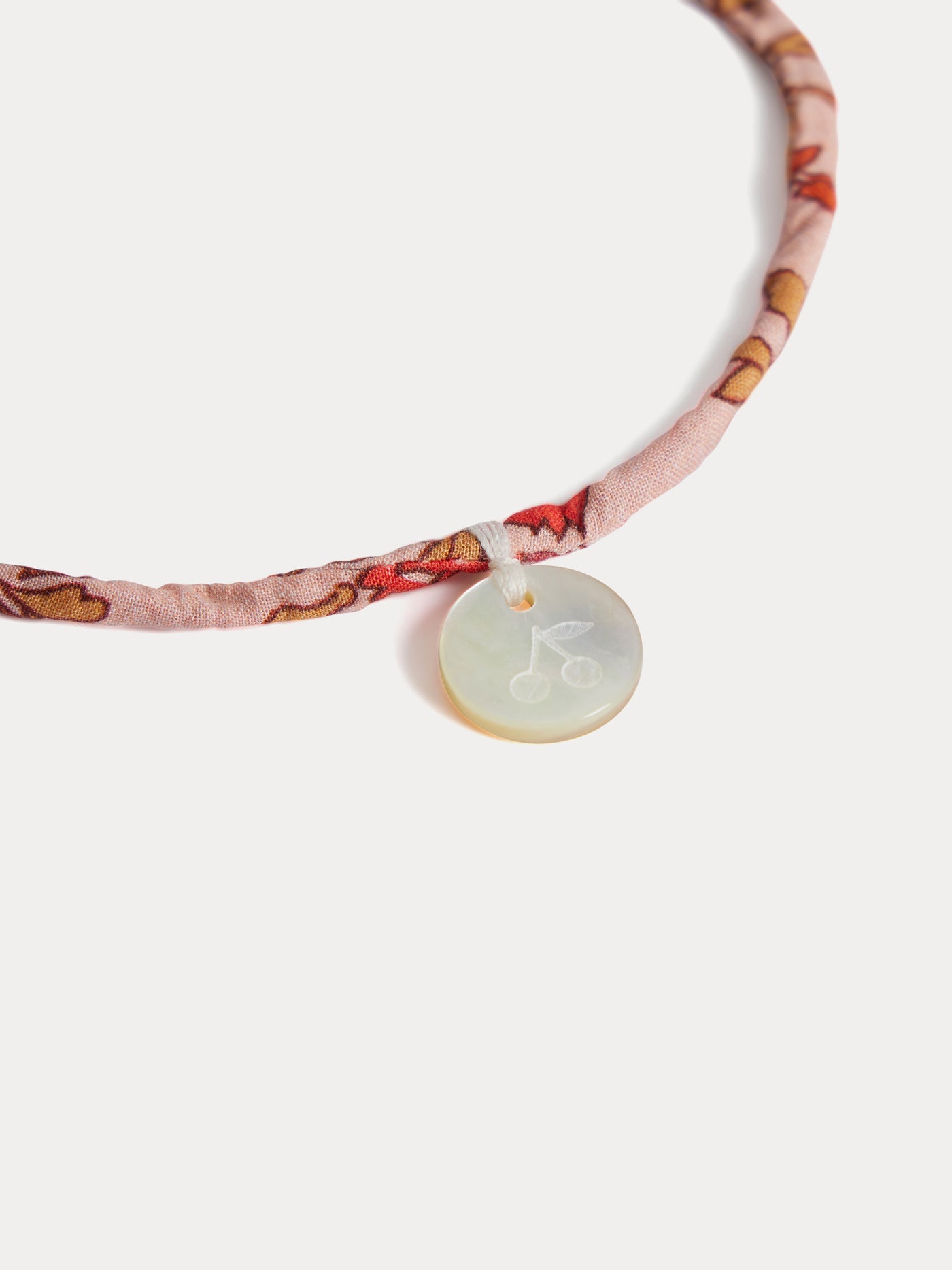 Laiken bracelet with pink flowers in Liberty organic cotton fabric