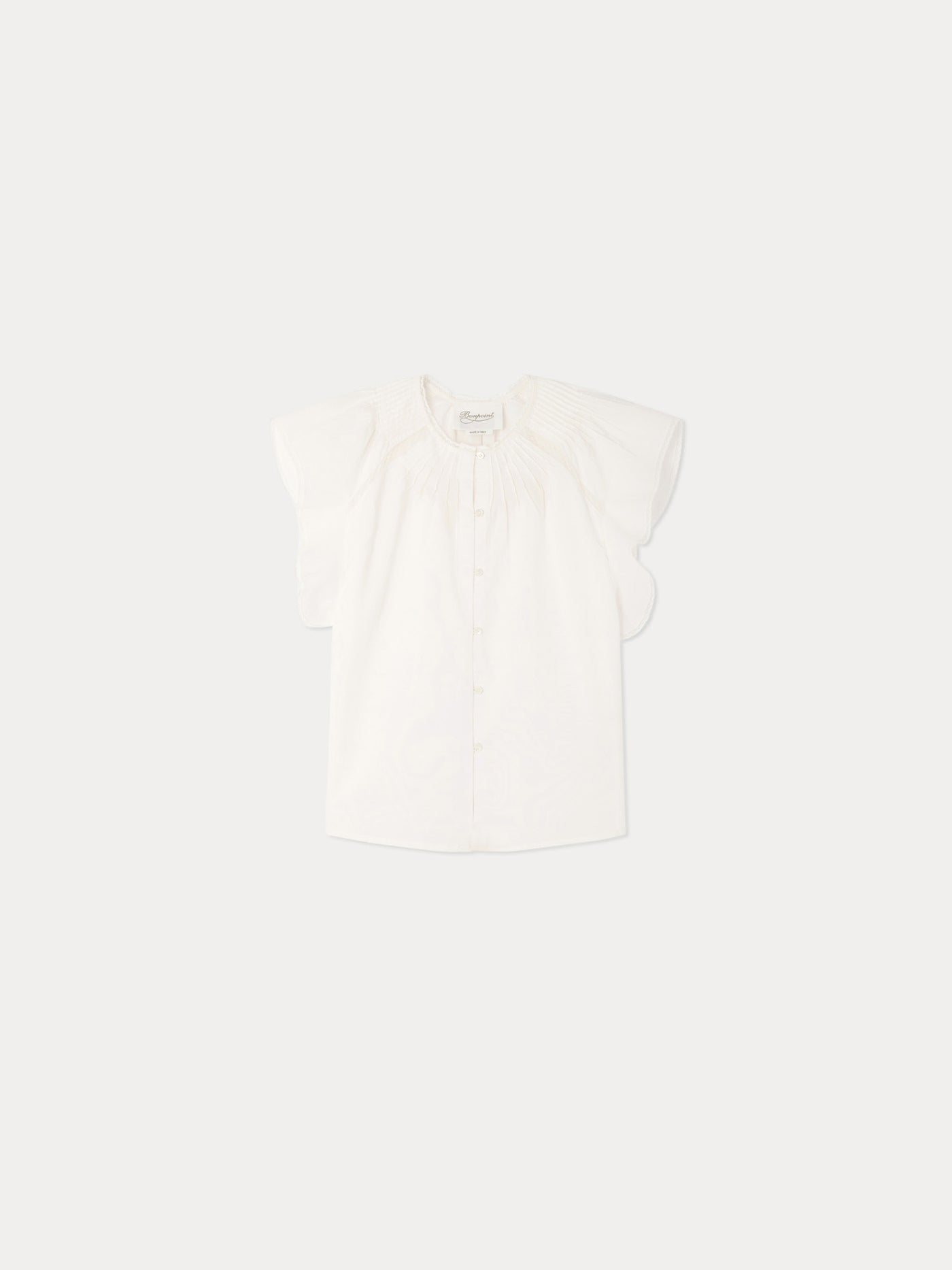 Lison blouse in organic cotton voile and Calais lace