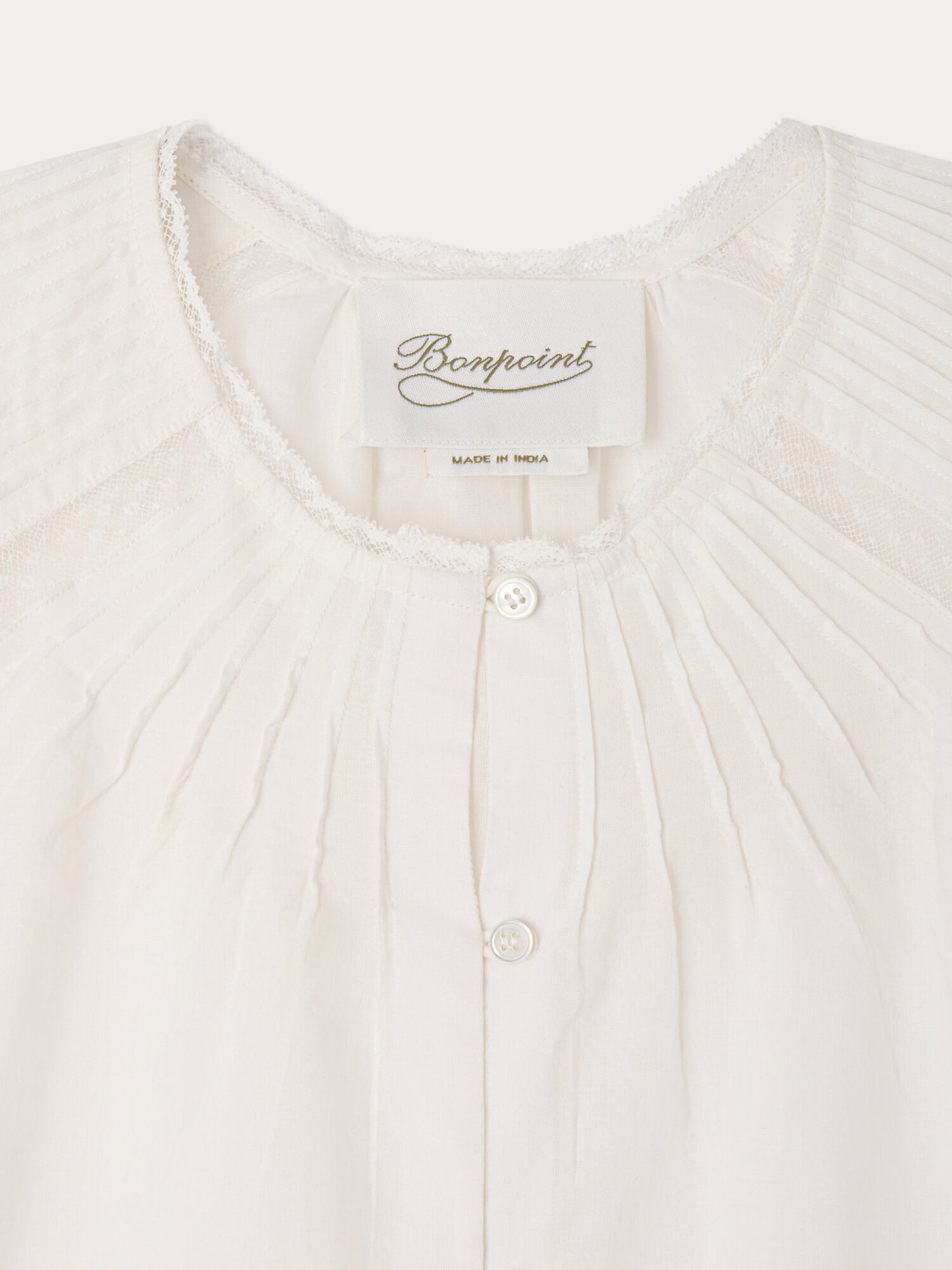 Lison blouse in organic cotton voile and Calais lace