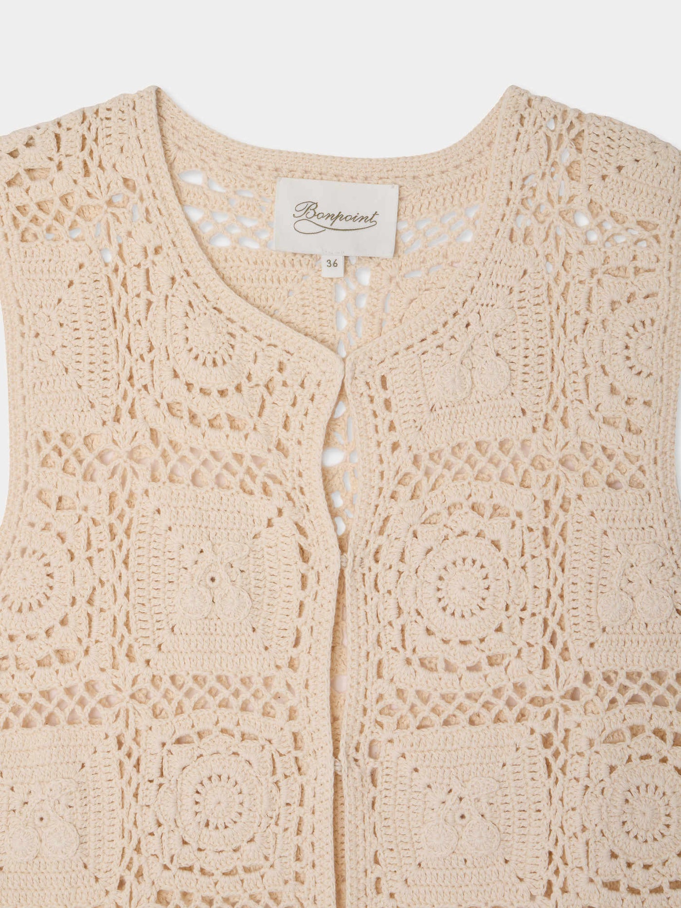 Lea-Marilou hand-crocheted round neck cardigan