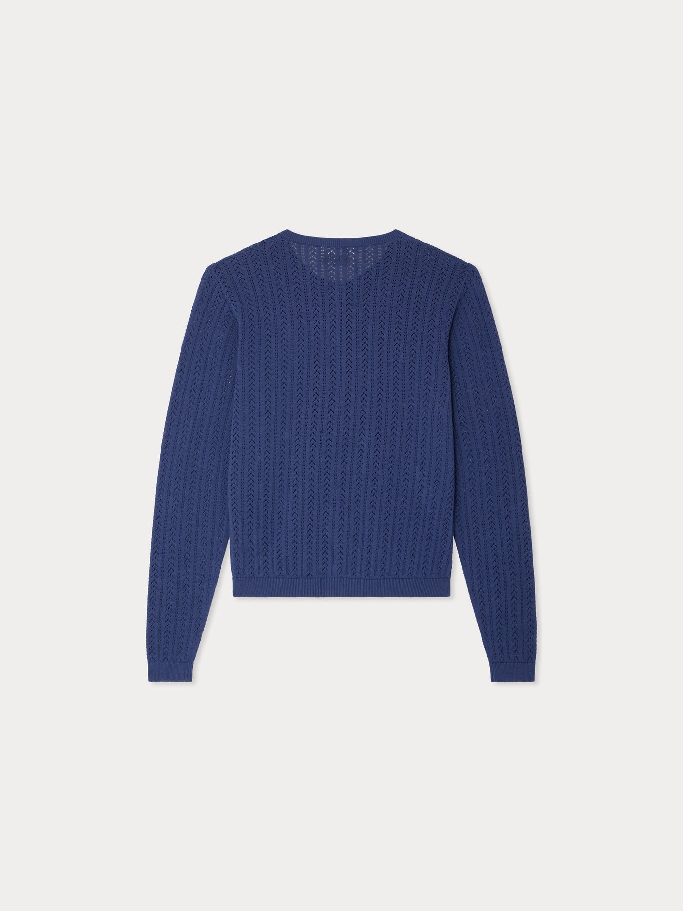 Laeliane cardigan with round neck and pointelle knit in organic cotton