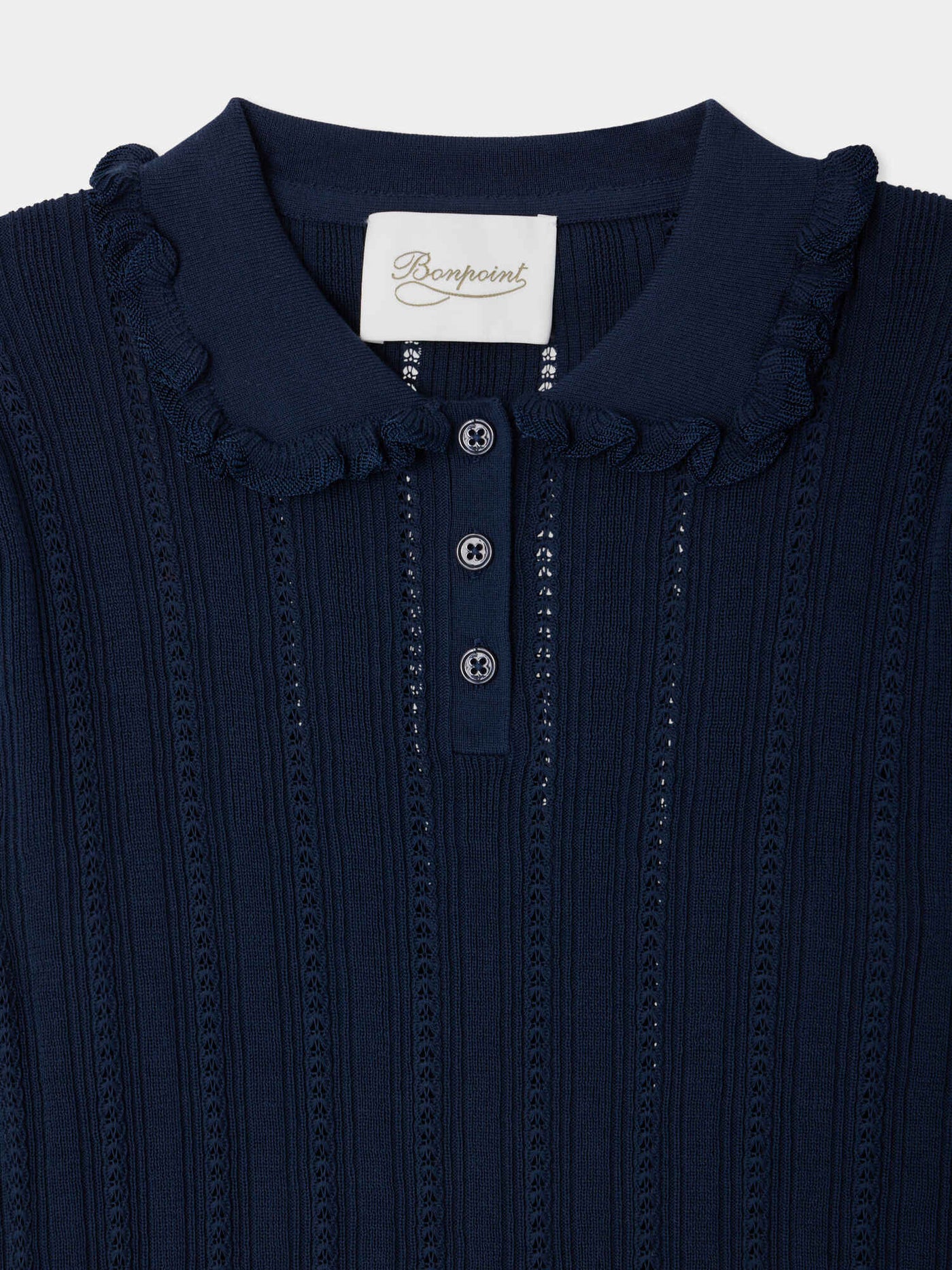 Lila-Rose pointelle knit sweater with ruffles