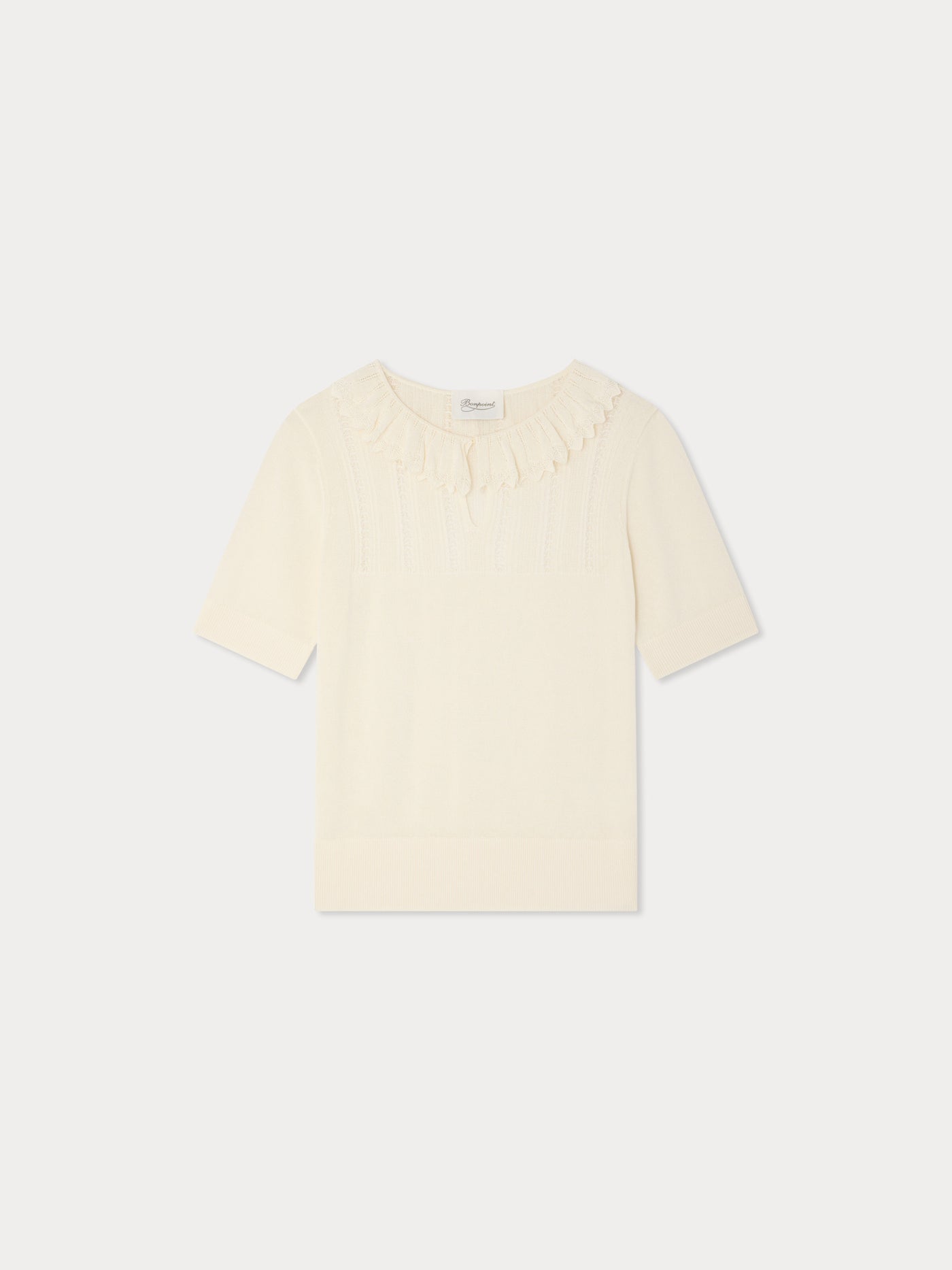 Lysias sweater with ruffles and pointelle knit