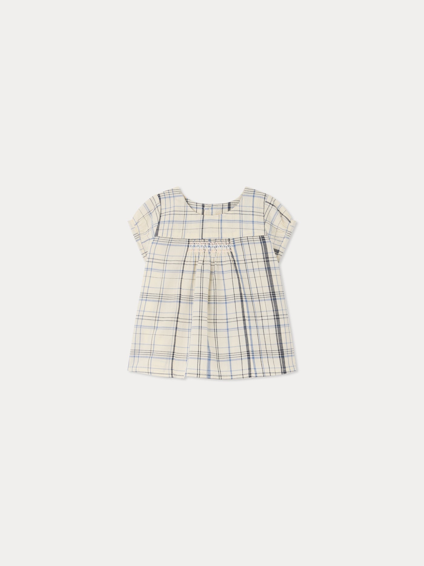 Nizon smocked checked blouse