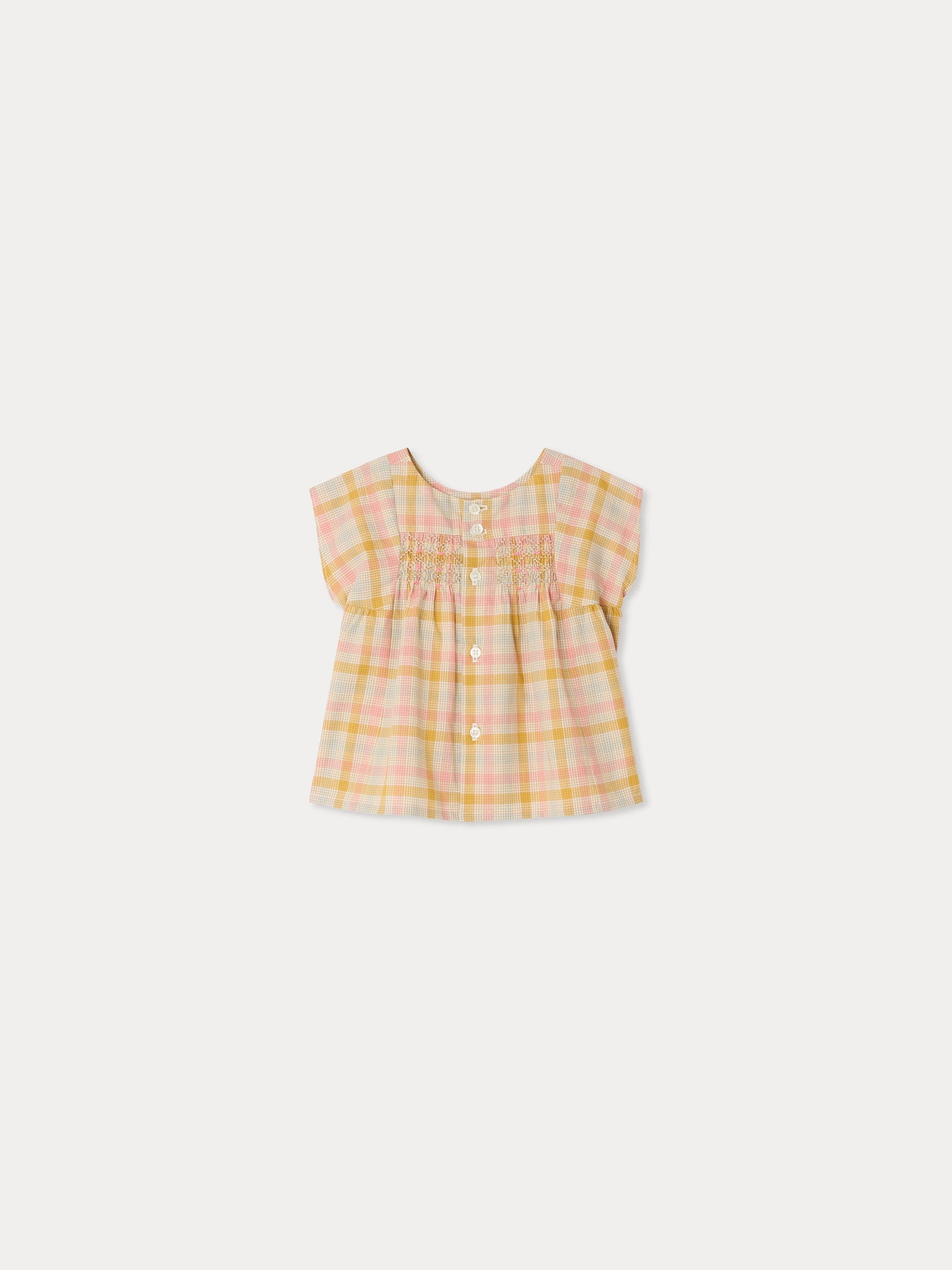 Cadeli blouse smocked and hand-embroidered