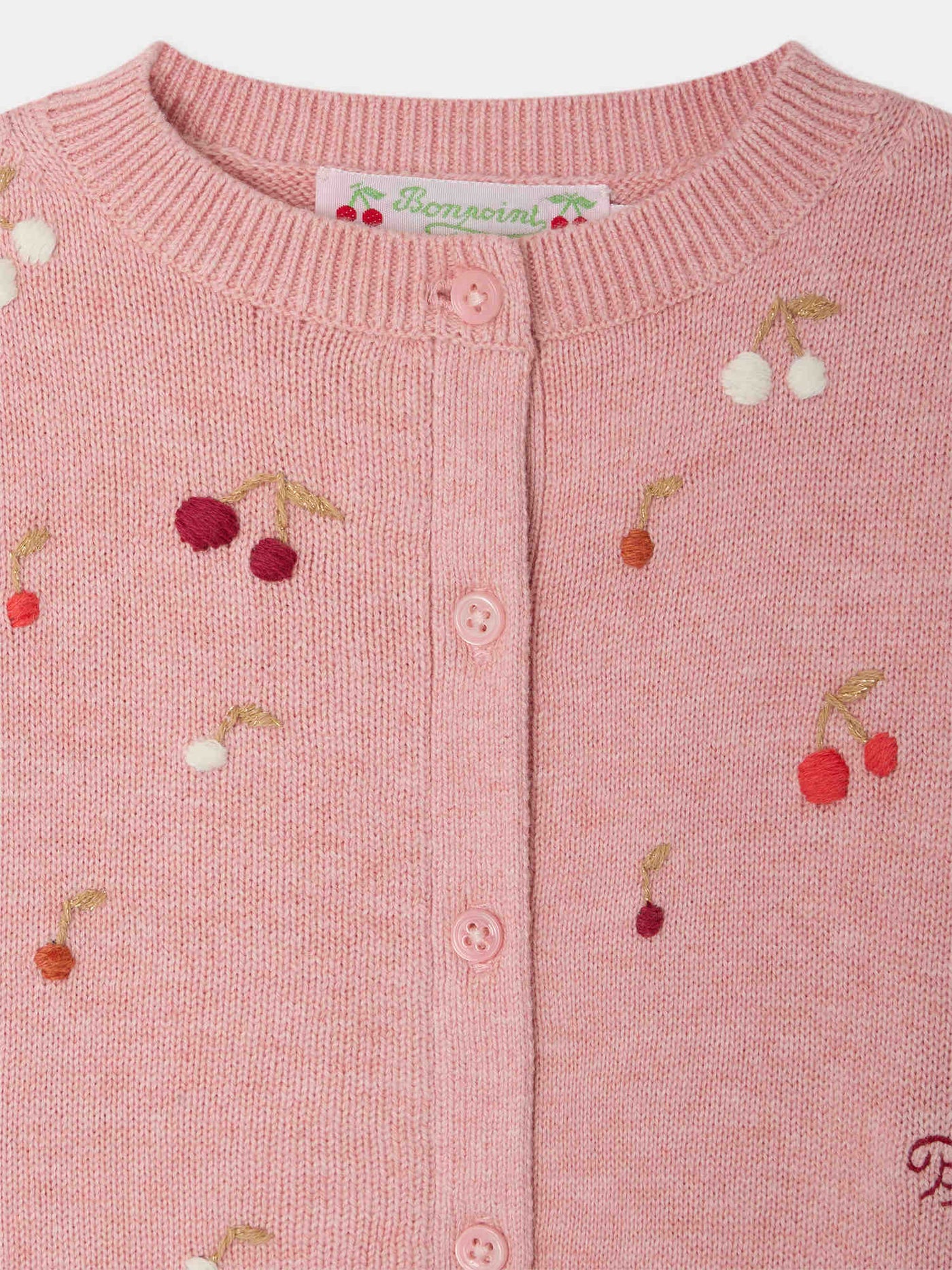 Claudie cardigan with hand-embroidered cherries