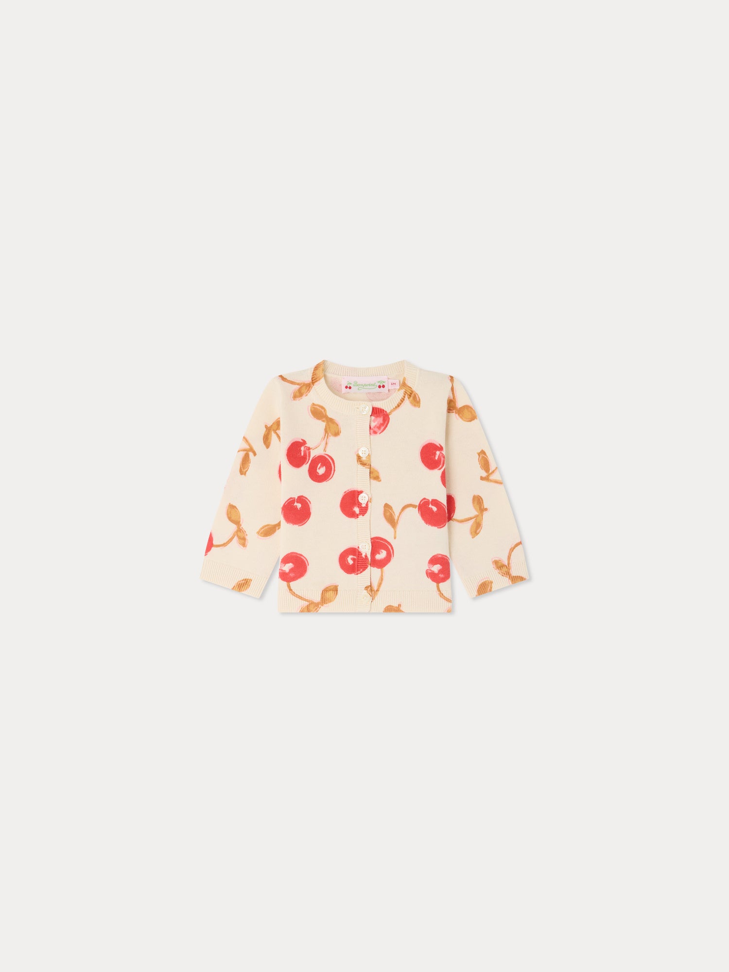 Teyana round neck cardigan with cherry print • Bonpoint