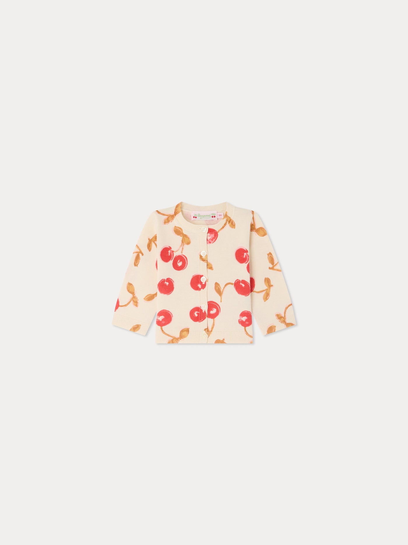 Teyana round neck cardigan with cherry print