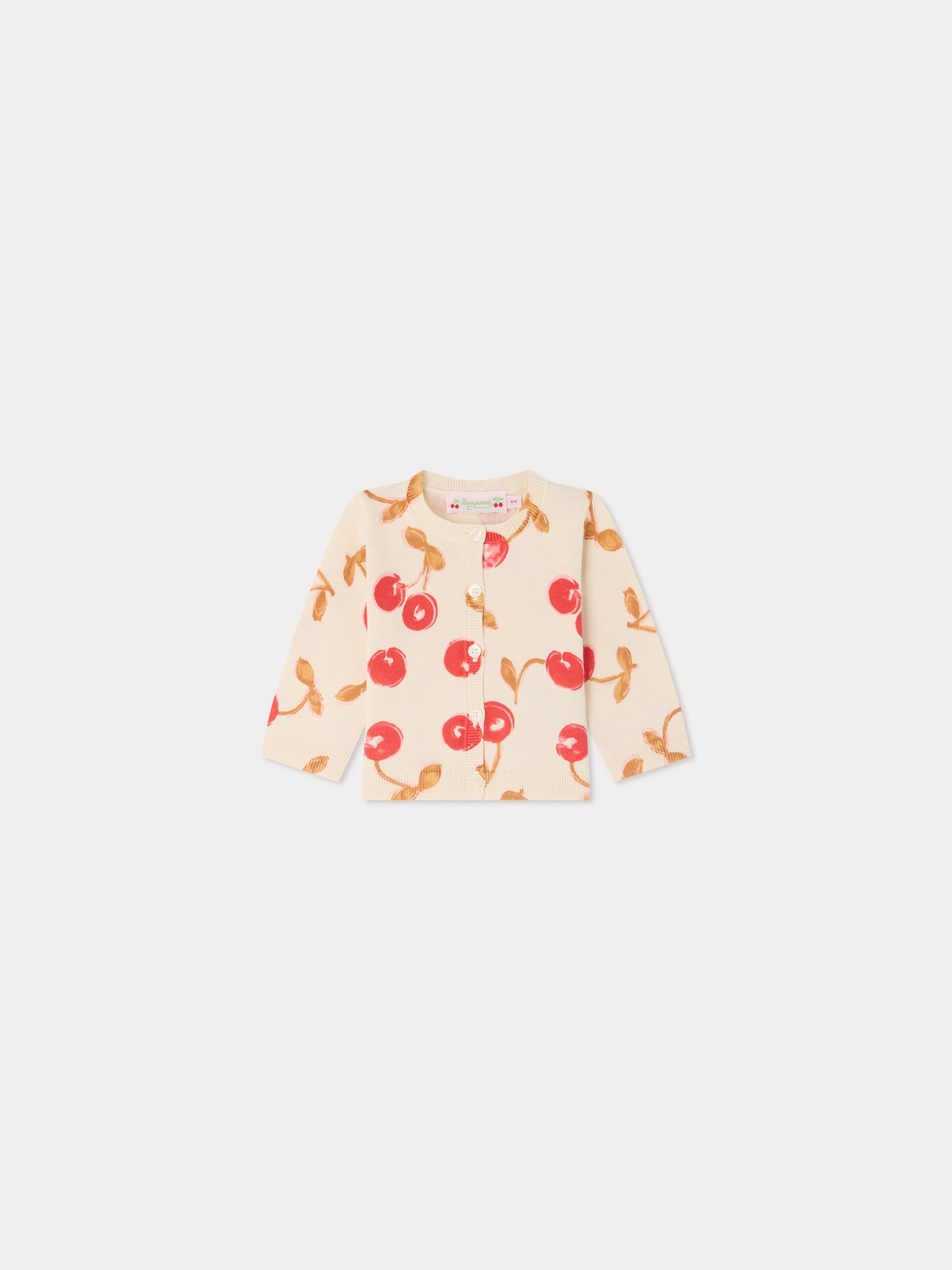 Teyana round neck cardigan with cherry print