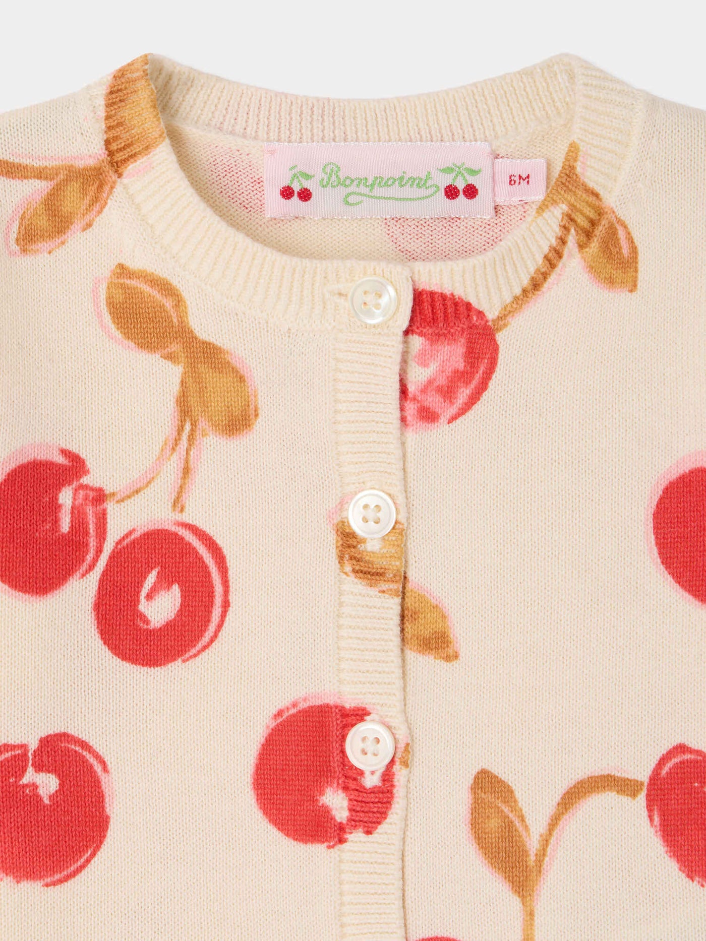 Teyana round neck cardigan with cherry print