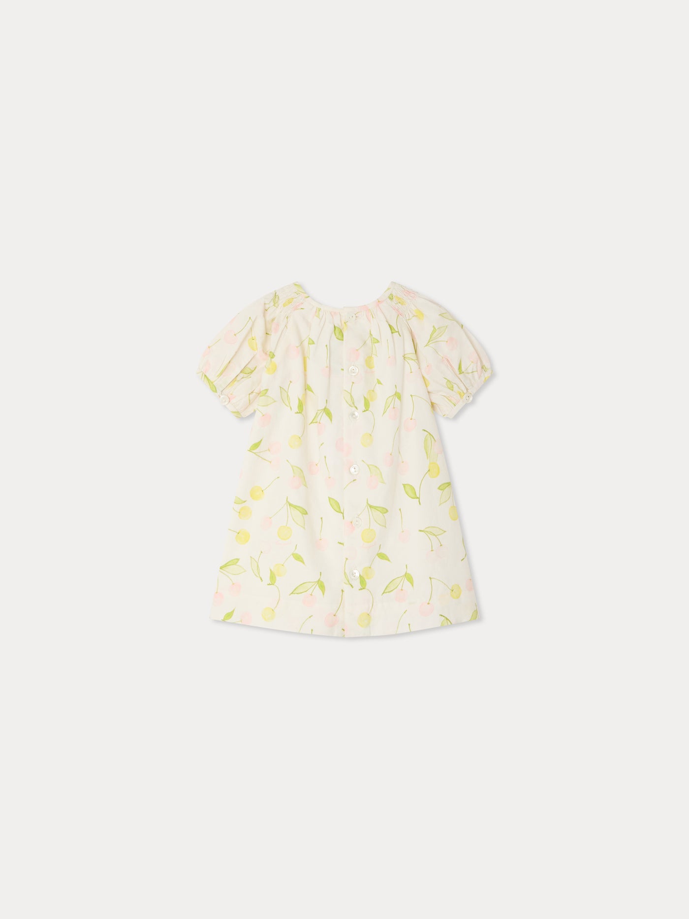 Luce smocked dress in organic cotton poplin