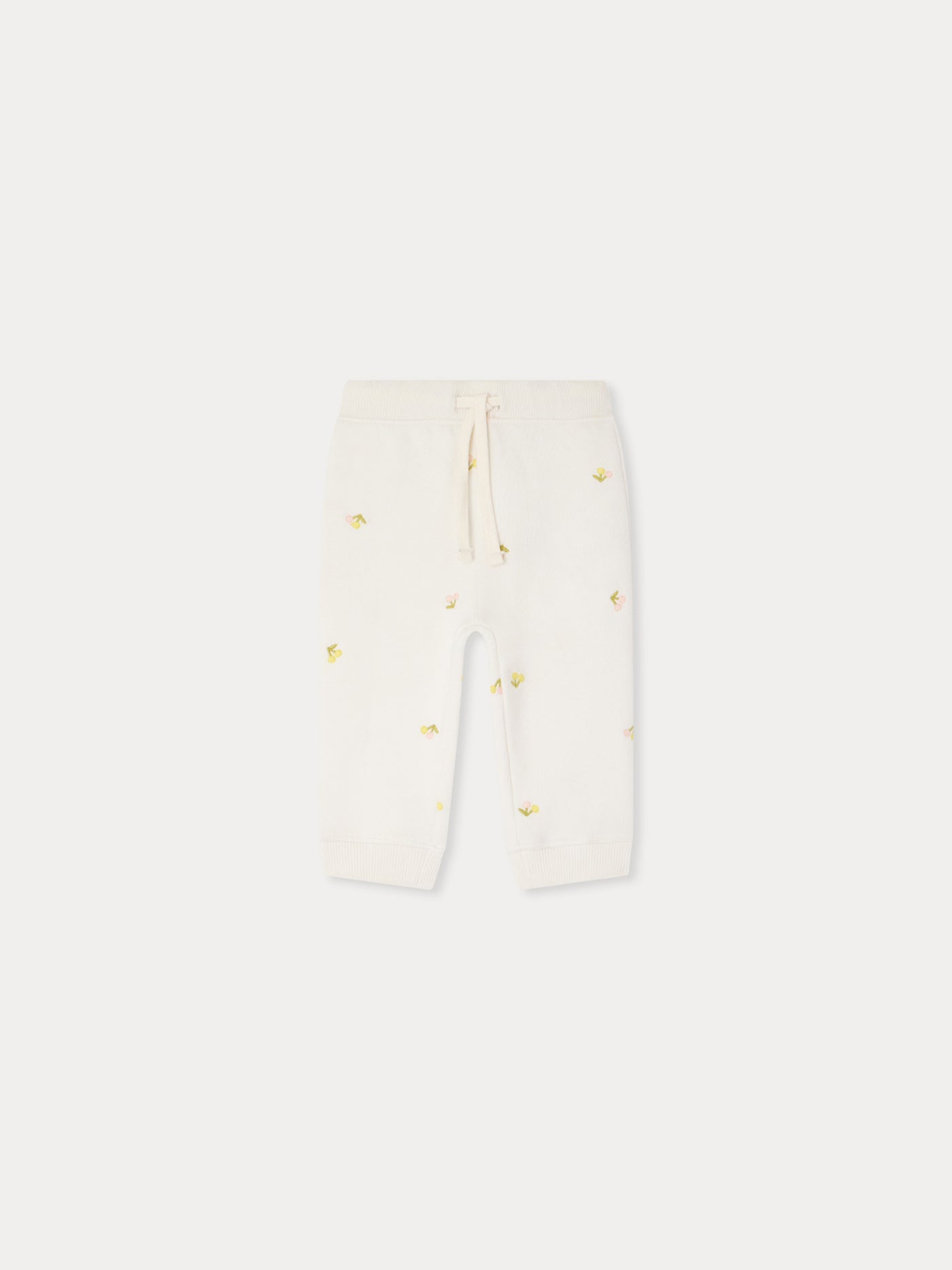 Bambo jogging pants embroidered with cherries in organic cotton