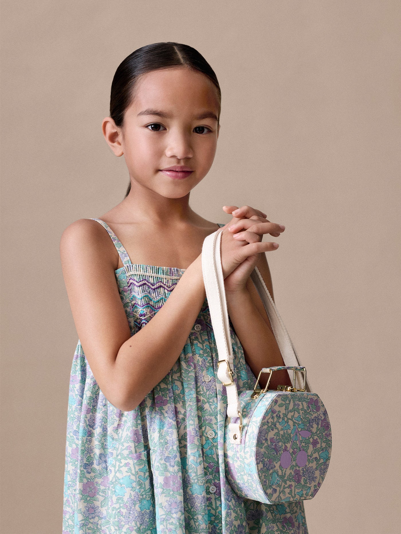 Jadore Suitcase Bag in Liberty fabric with cherry print in organic cotton